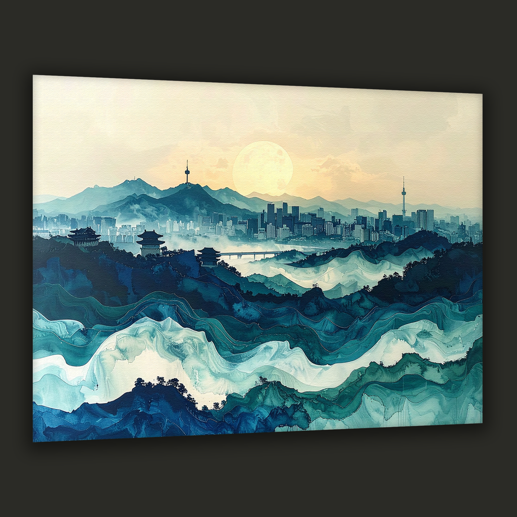 Waves of Seoul – Modern Korean Landscape Canvas Art