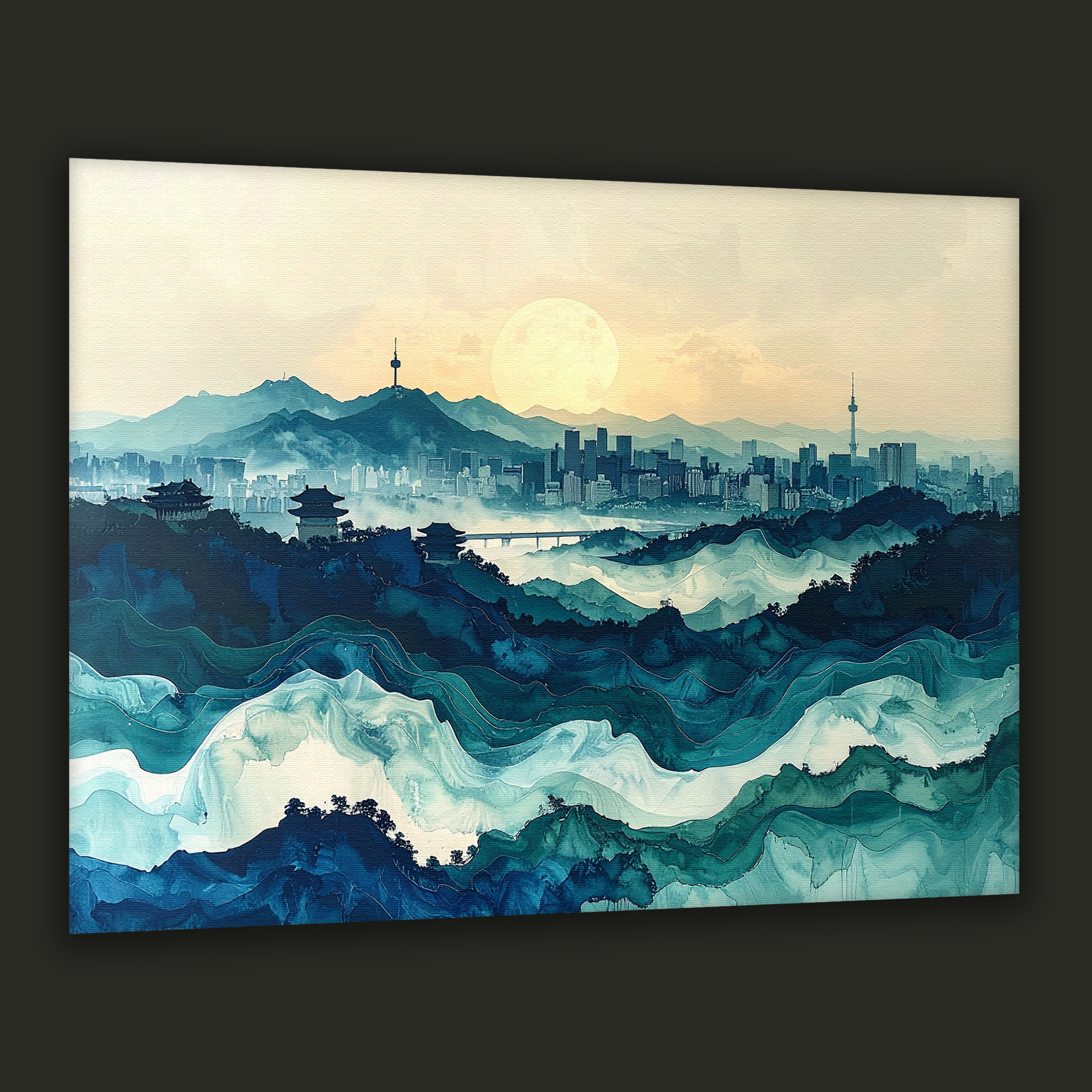 Waves of Seoul – Modern Korean Landscape Canvas Art