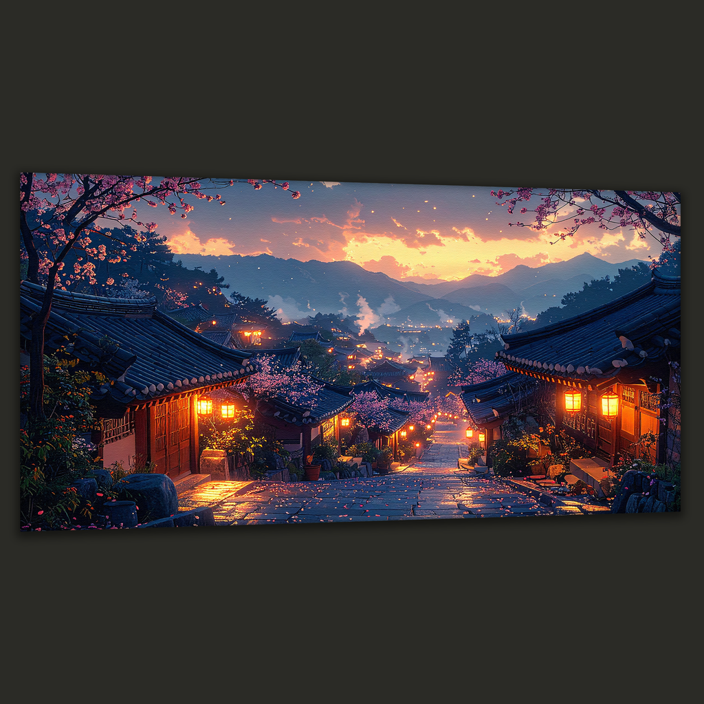 Twilight over Hanok Village (Landscape Canvas Edition)