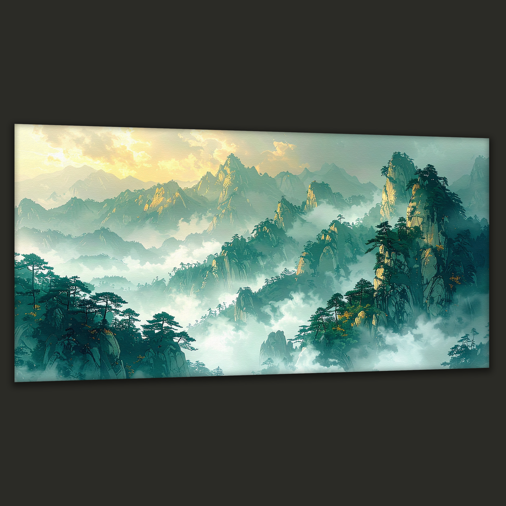 Morning Mist over Korean Mountains (Landscape Canvas Edition)