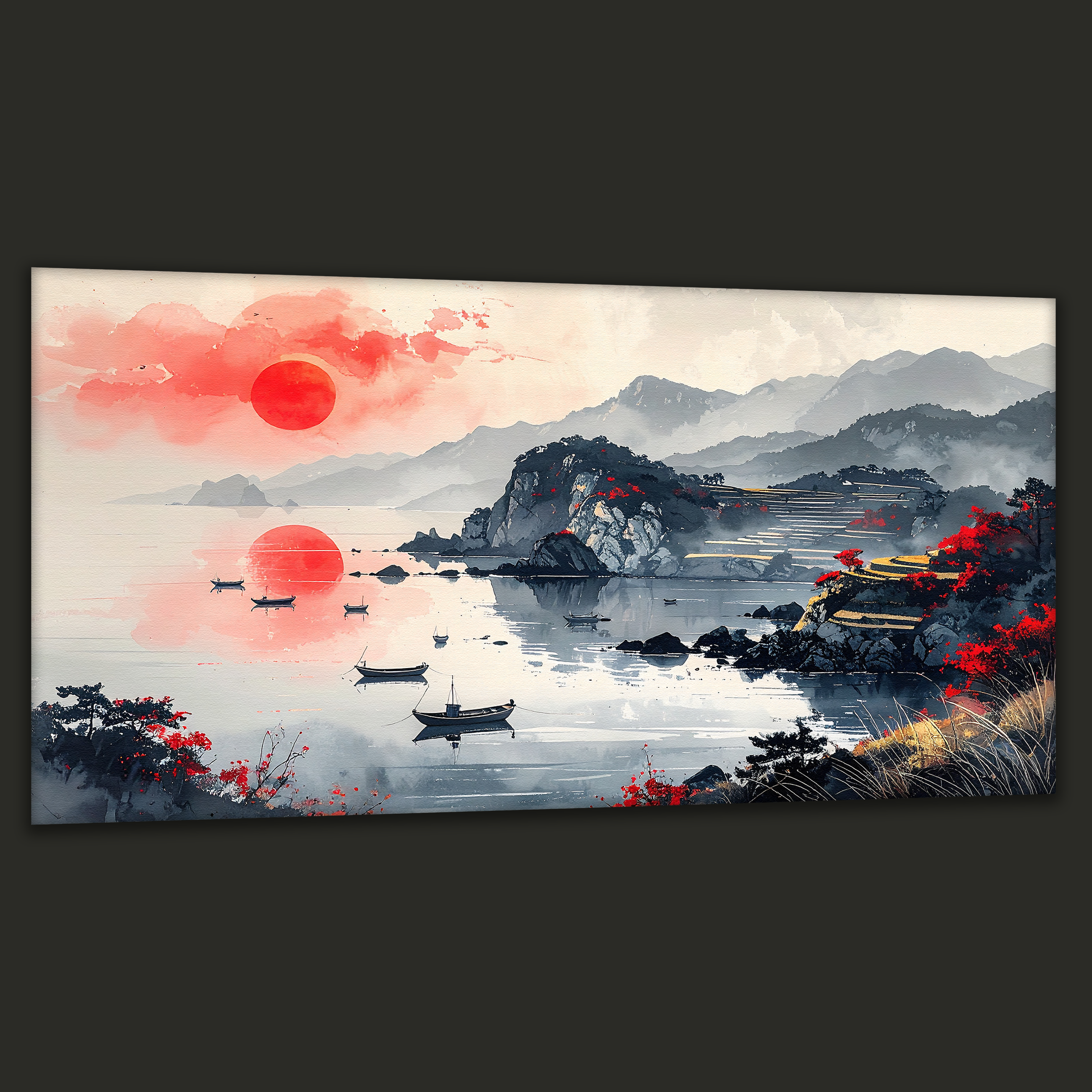 Rising Sun over Tranquil Shores (Landscape Canvas Edition)
