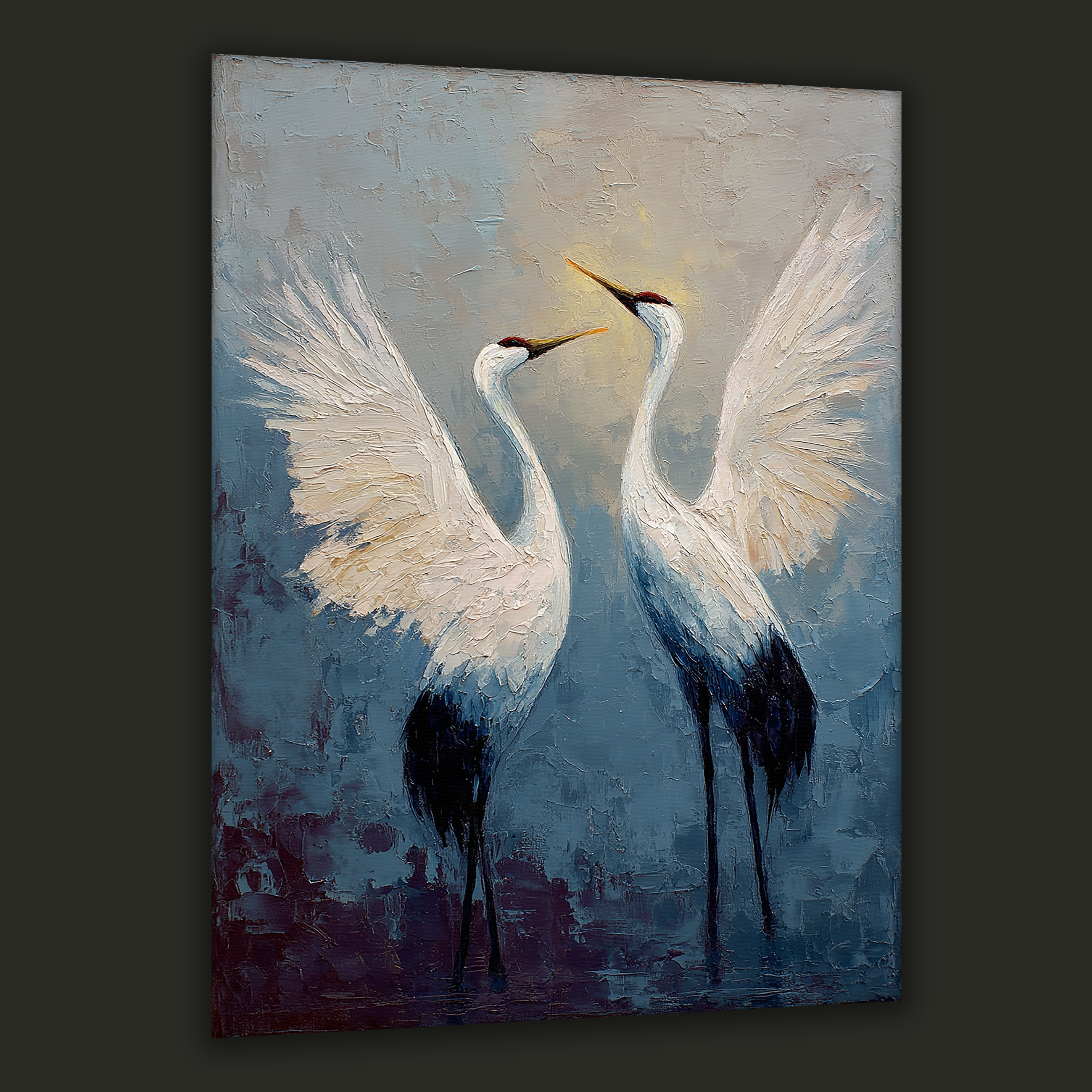 Korean Crane Canvas Art | Graceful Twin Wings Painting
