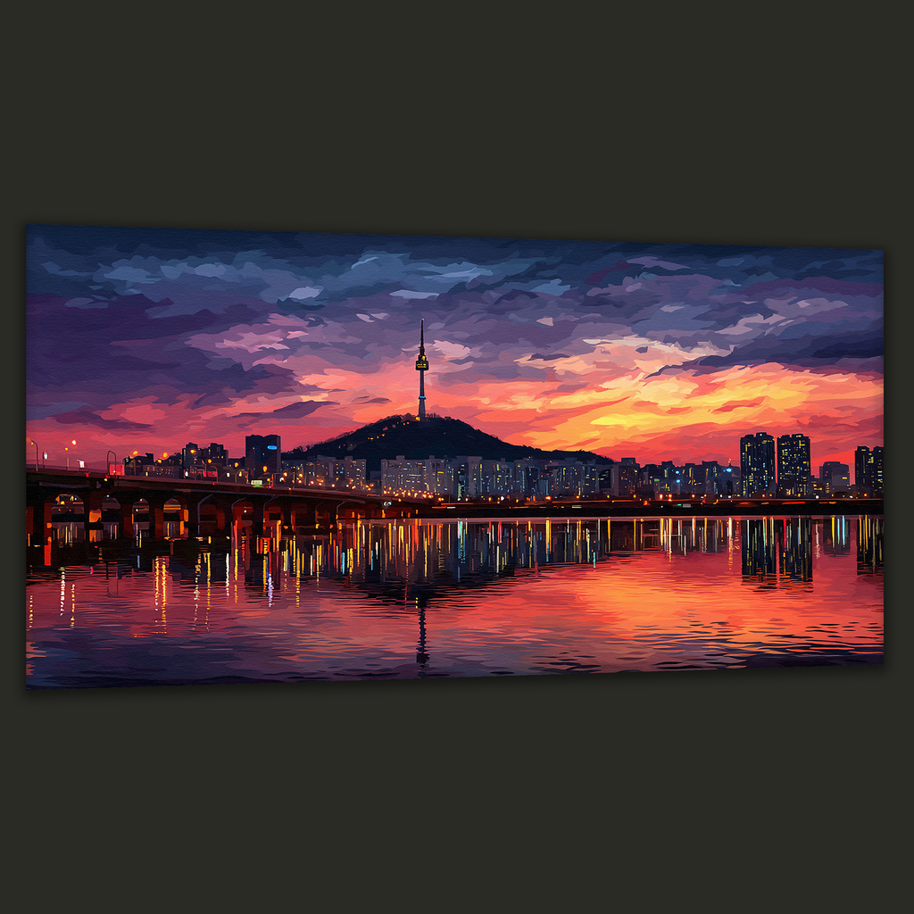 Seoul Sunset Over Han River (Landscape Canvas Edition)