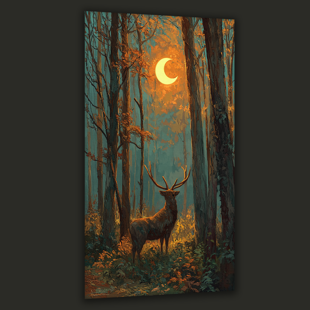 Forest Guardian under Crescent Light (Portrait Canvas Edition)