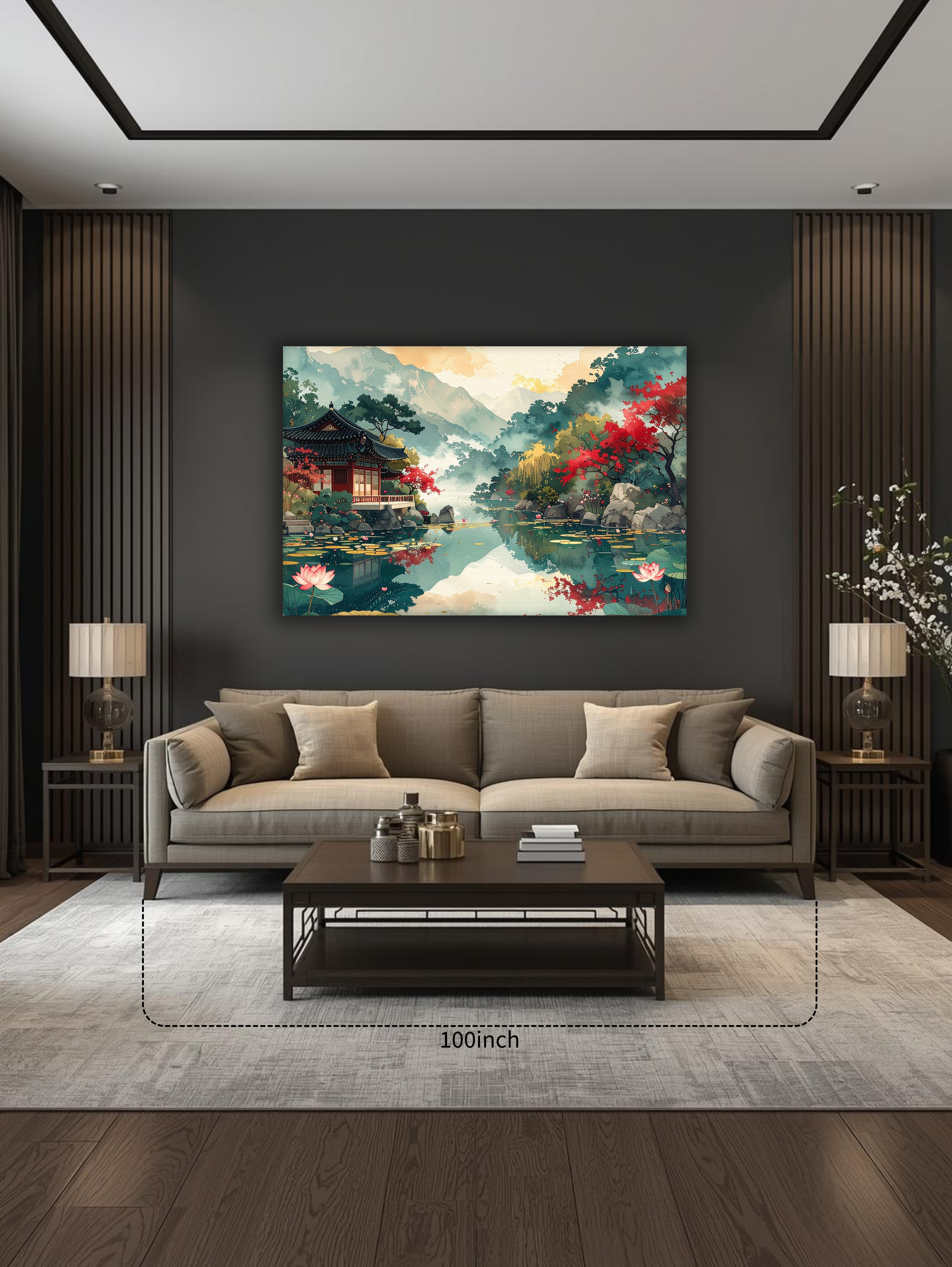 Lotus Reflections at Gyeonghoeru – Korean Traditional Landscape Canvas Art