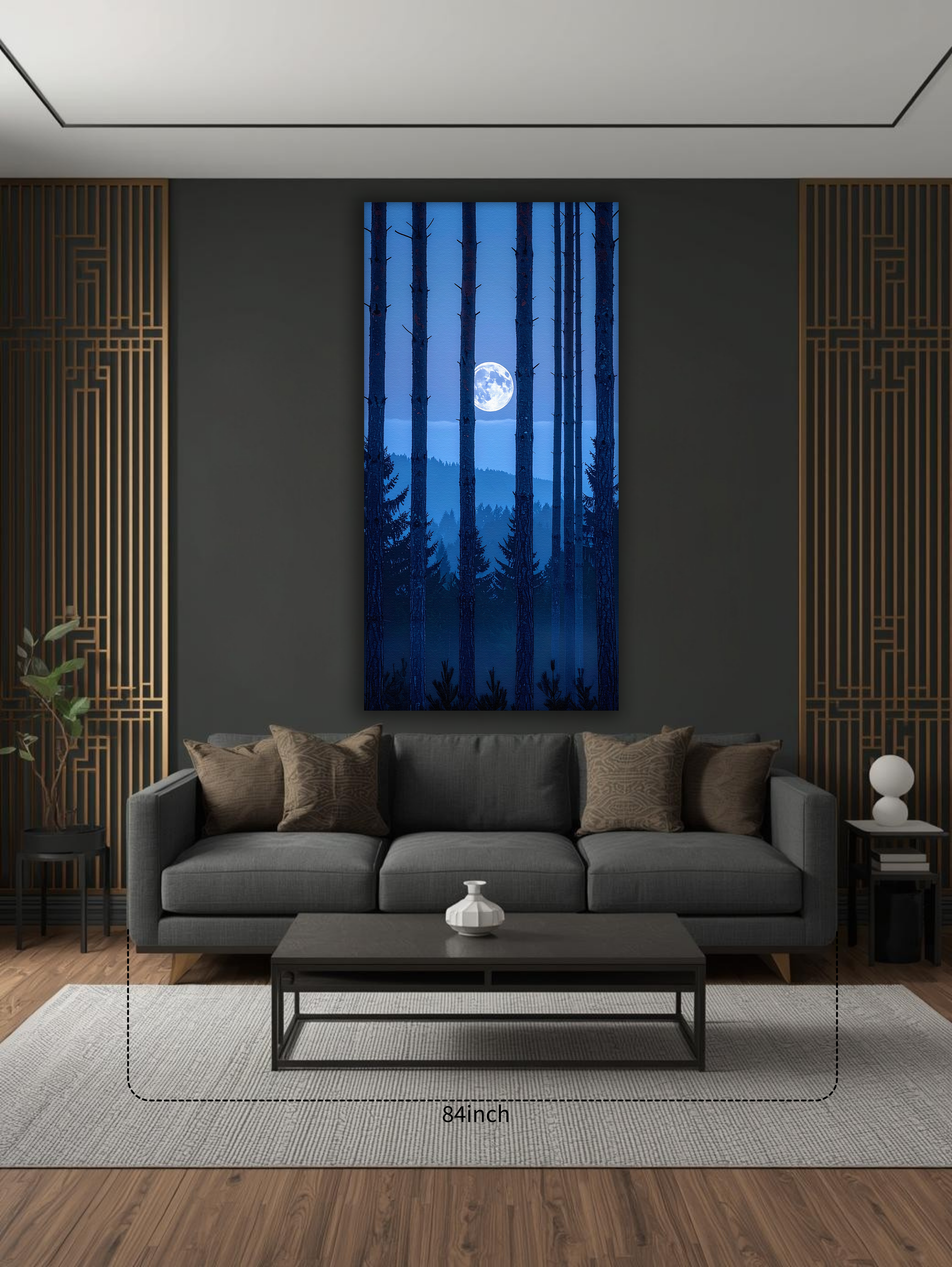 Moonrise Through the Pines (Portrait Canvas Edition)