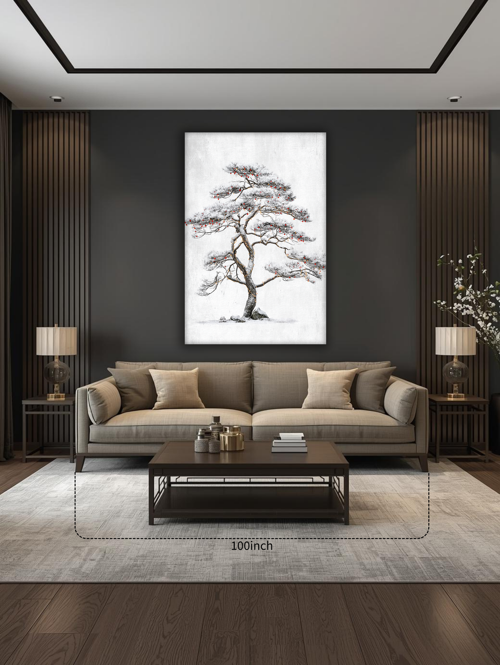 Korean Winter Pine Tree Canvas Art | Minimal Snow Landscape