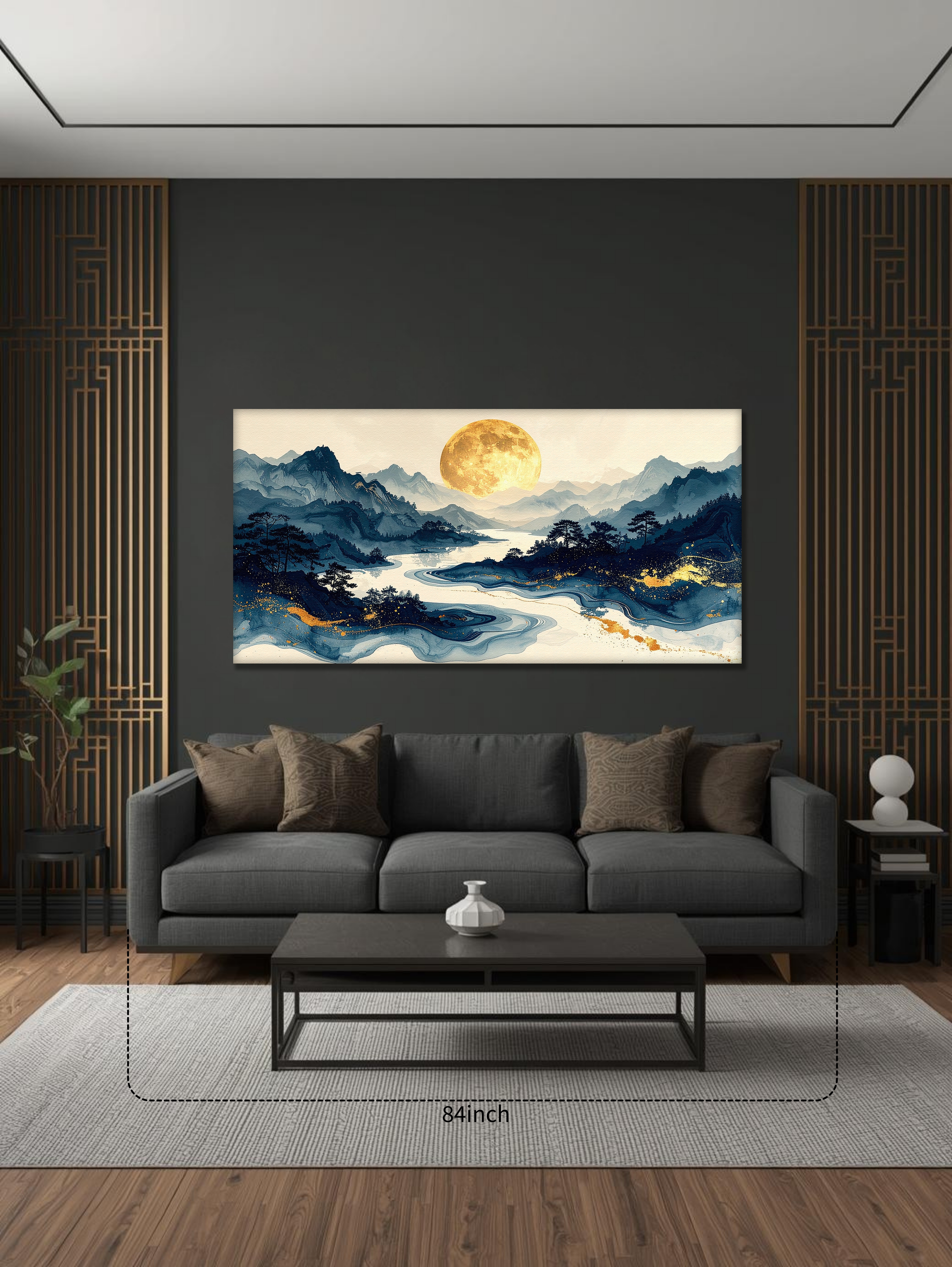 Golden Moon over Serene Valleys (Landscape Canvas Edition)
