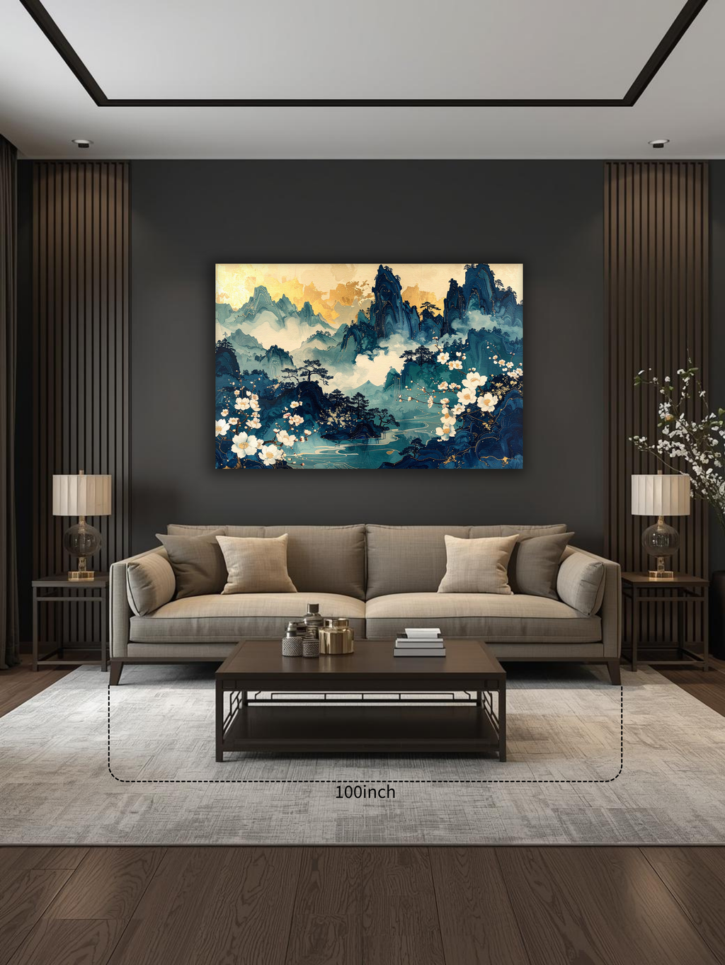Azure Tranquility – Korean Mountain Blossom Canvas Art