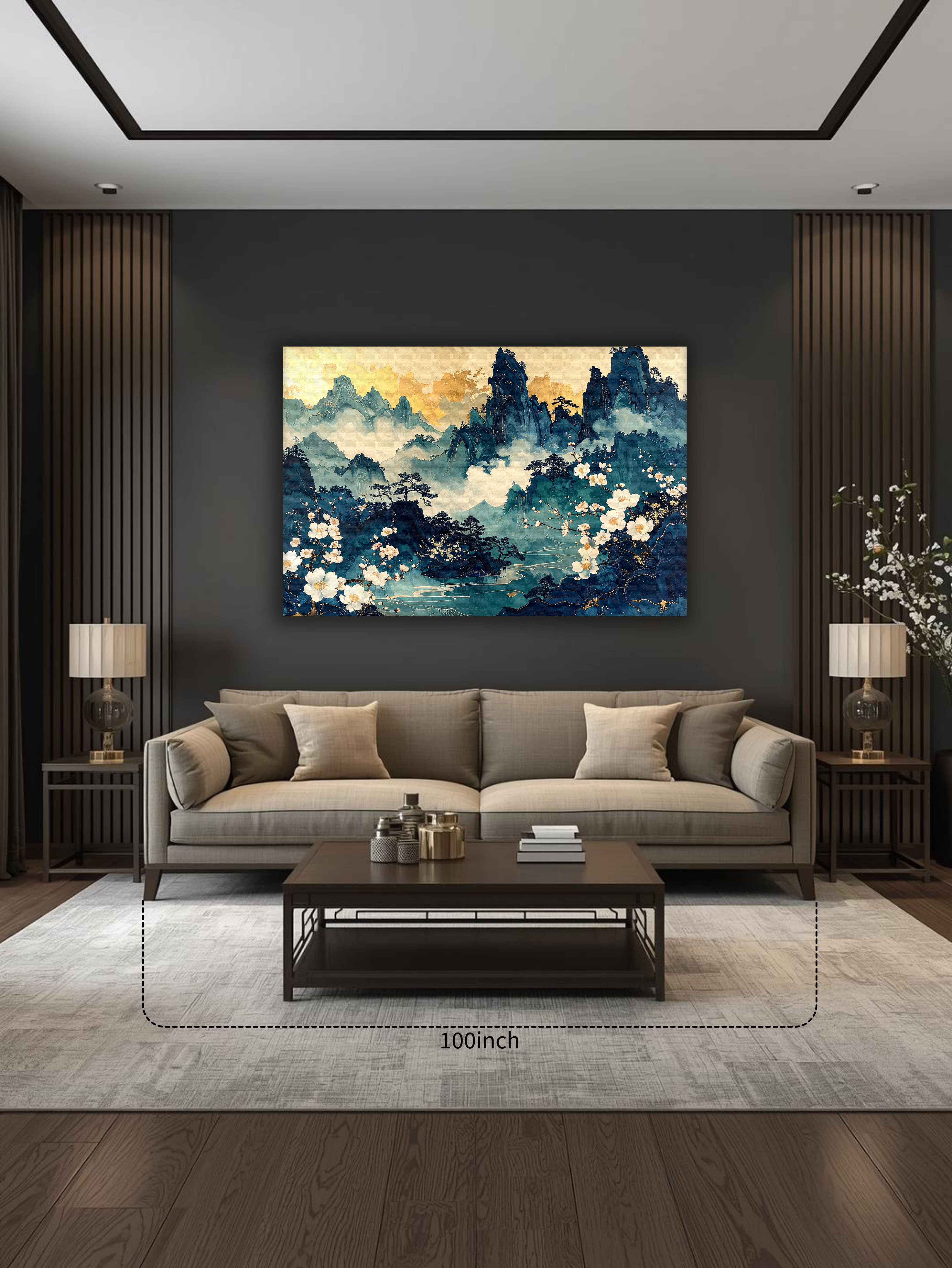 Azure Tranquility – Korean Mountain Blossom Canvas Art
