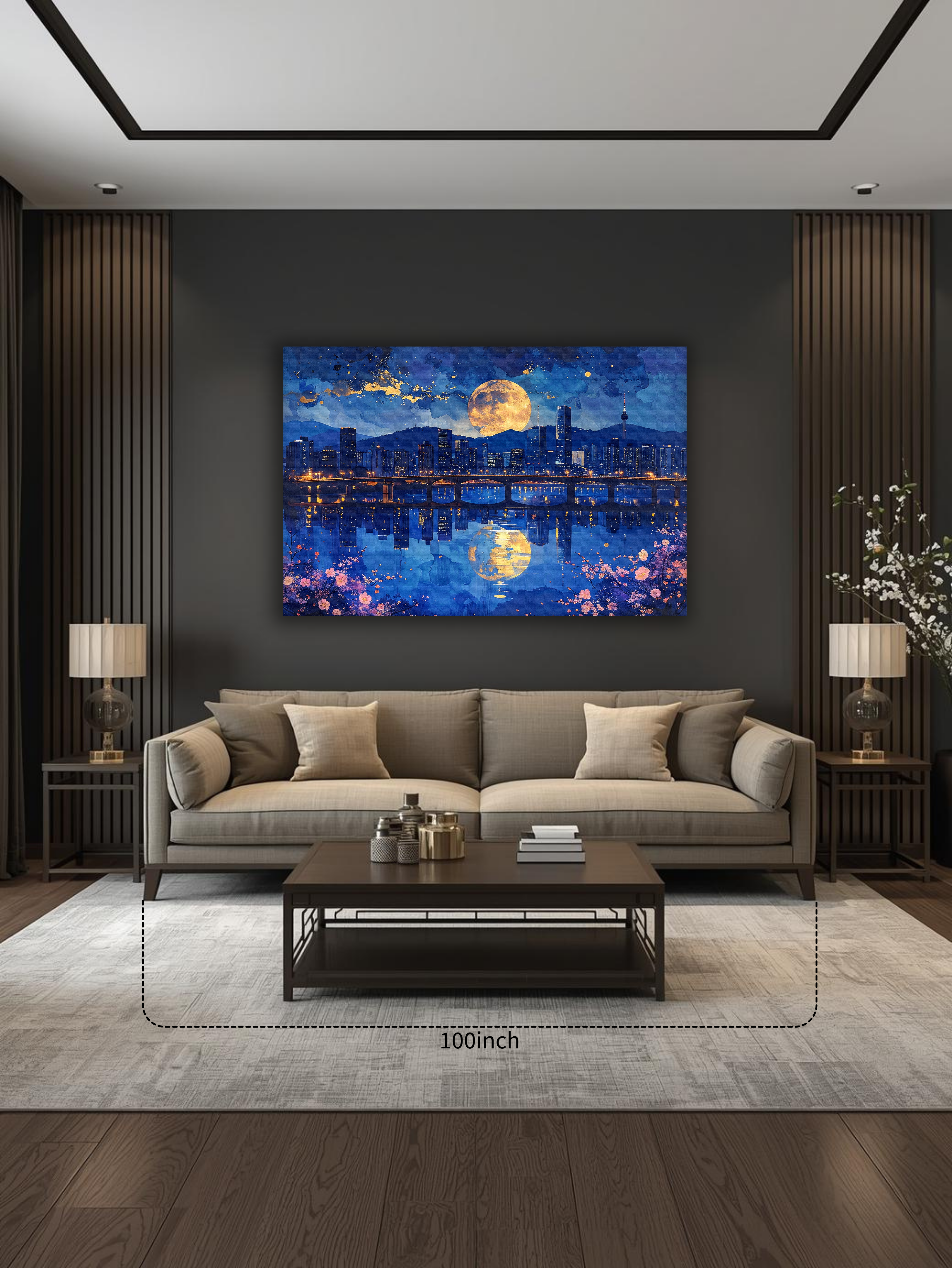 Moonlight Over Seoul – Korean City Nightscape Canvas Art