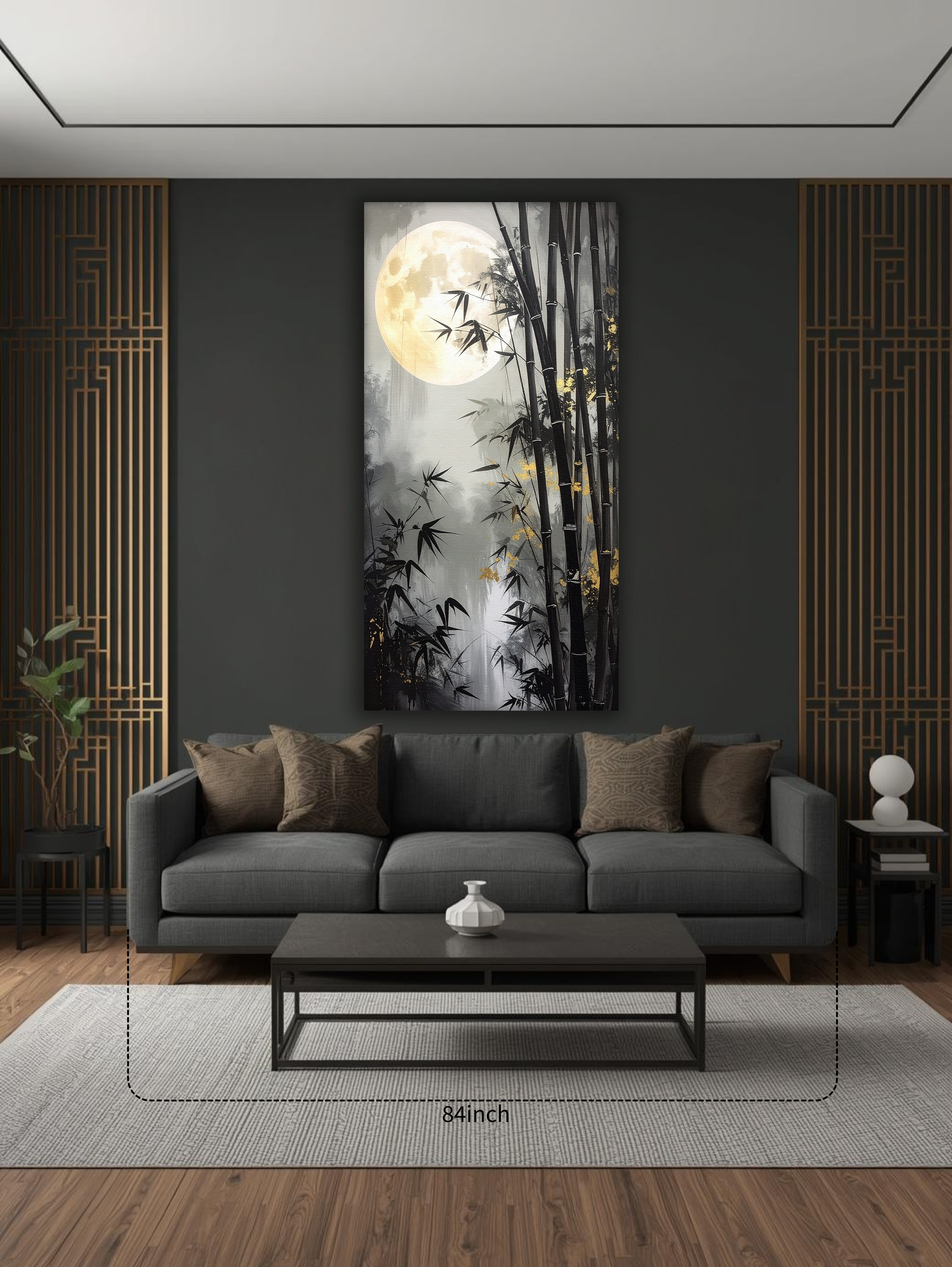 Moonlit Bamboo Serenity (Portrait Canvas Edition)