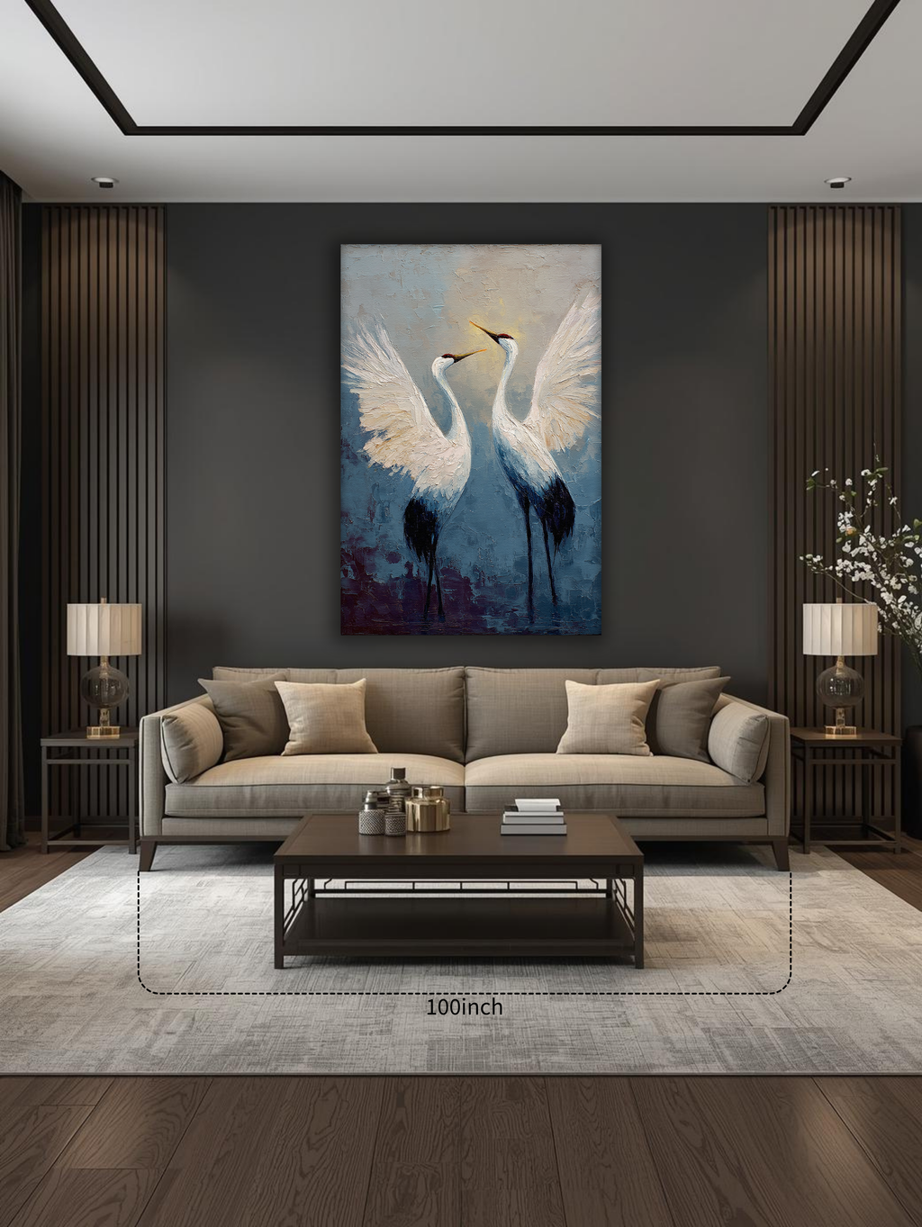 Korean Crane Canvas Art | Graceful Twin Wings Painting