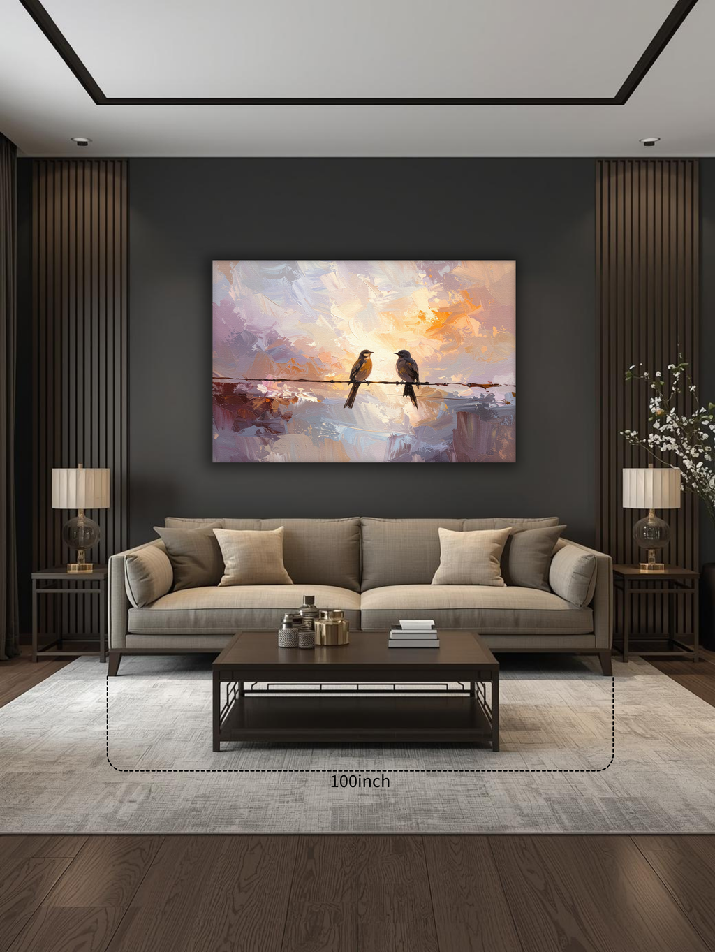 Whisper of Morning Light – Two Birds Minimal Impressionist Canvas Art