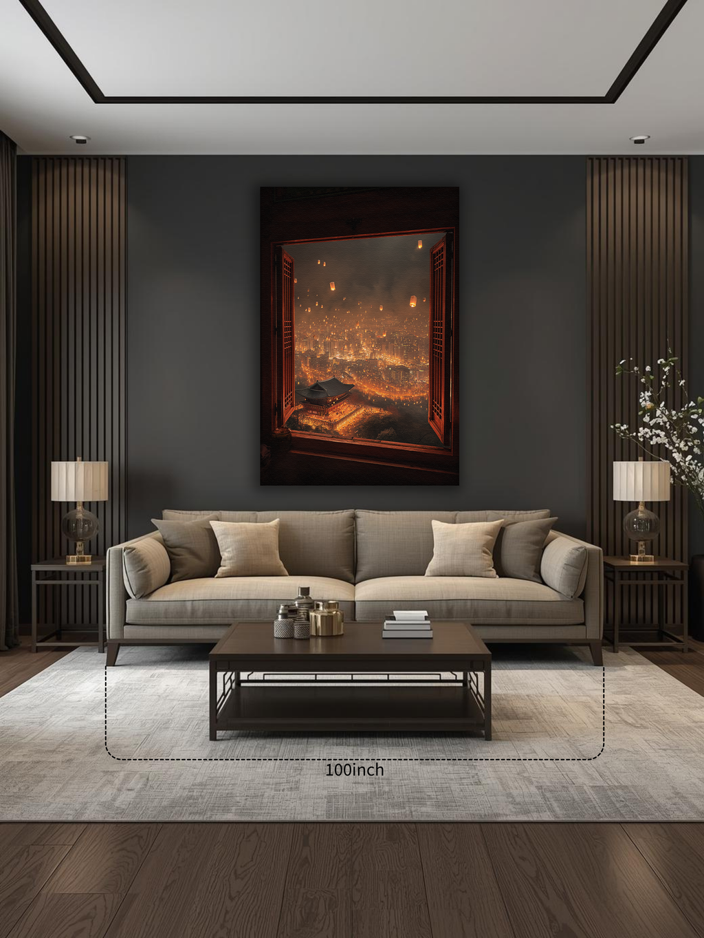 Korean Lanterns Over the City Canvas Art