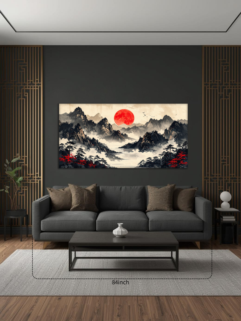 Crimson Moon over the Silent Peaks (Landscape Canvas Edition)