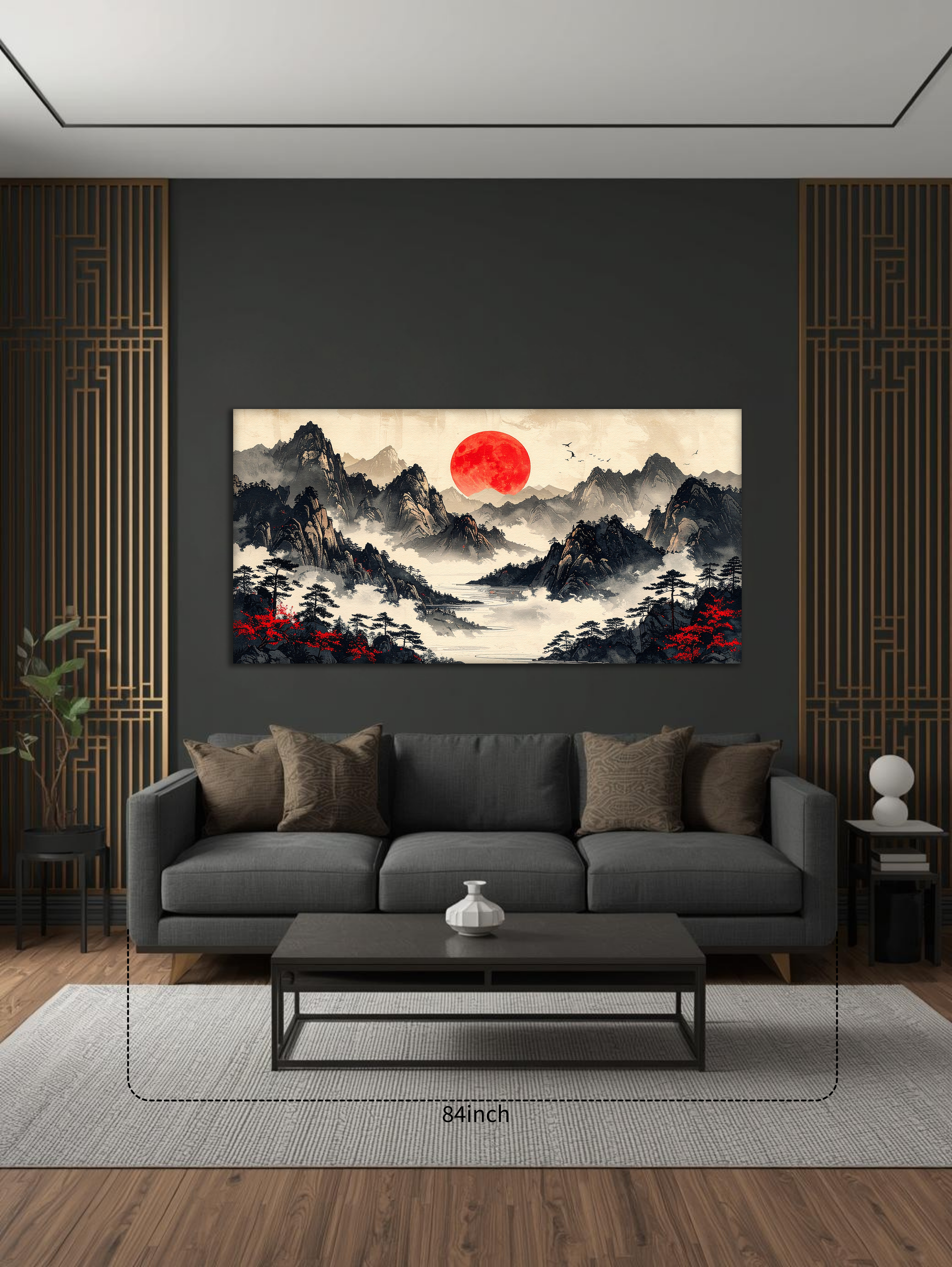 Crimson Moon over the Silent Peaks (Landscape Canvas Edition)