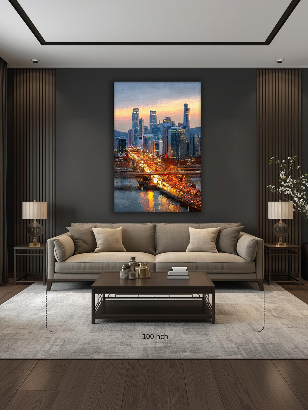 Korean Cityscape Canvas Art | Seoul River Sunset Glow