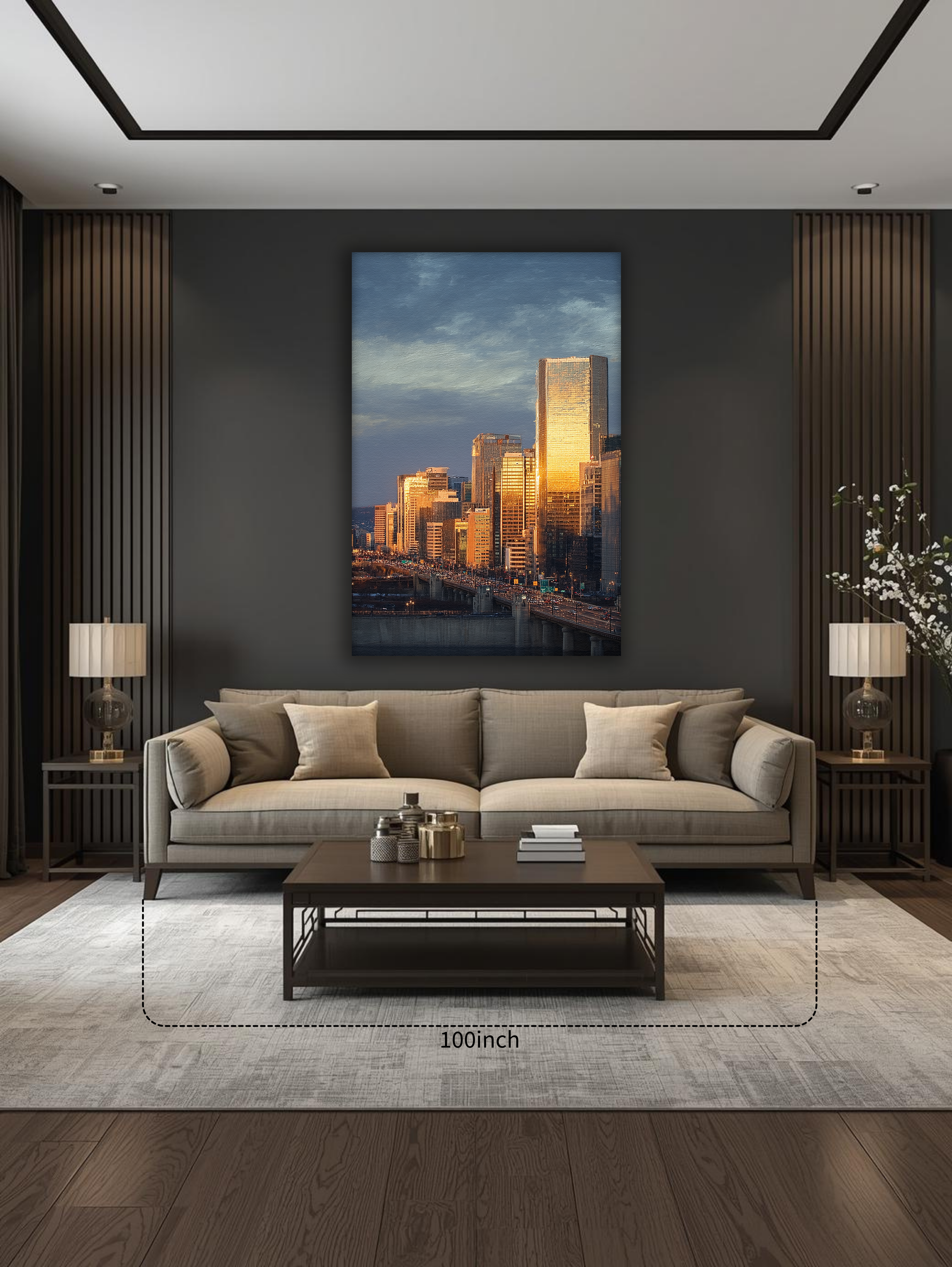Korean Cityscape Canvas Art | Golden Seoul Sunset Towers