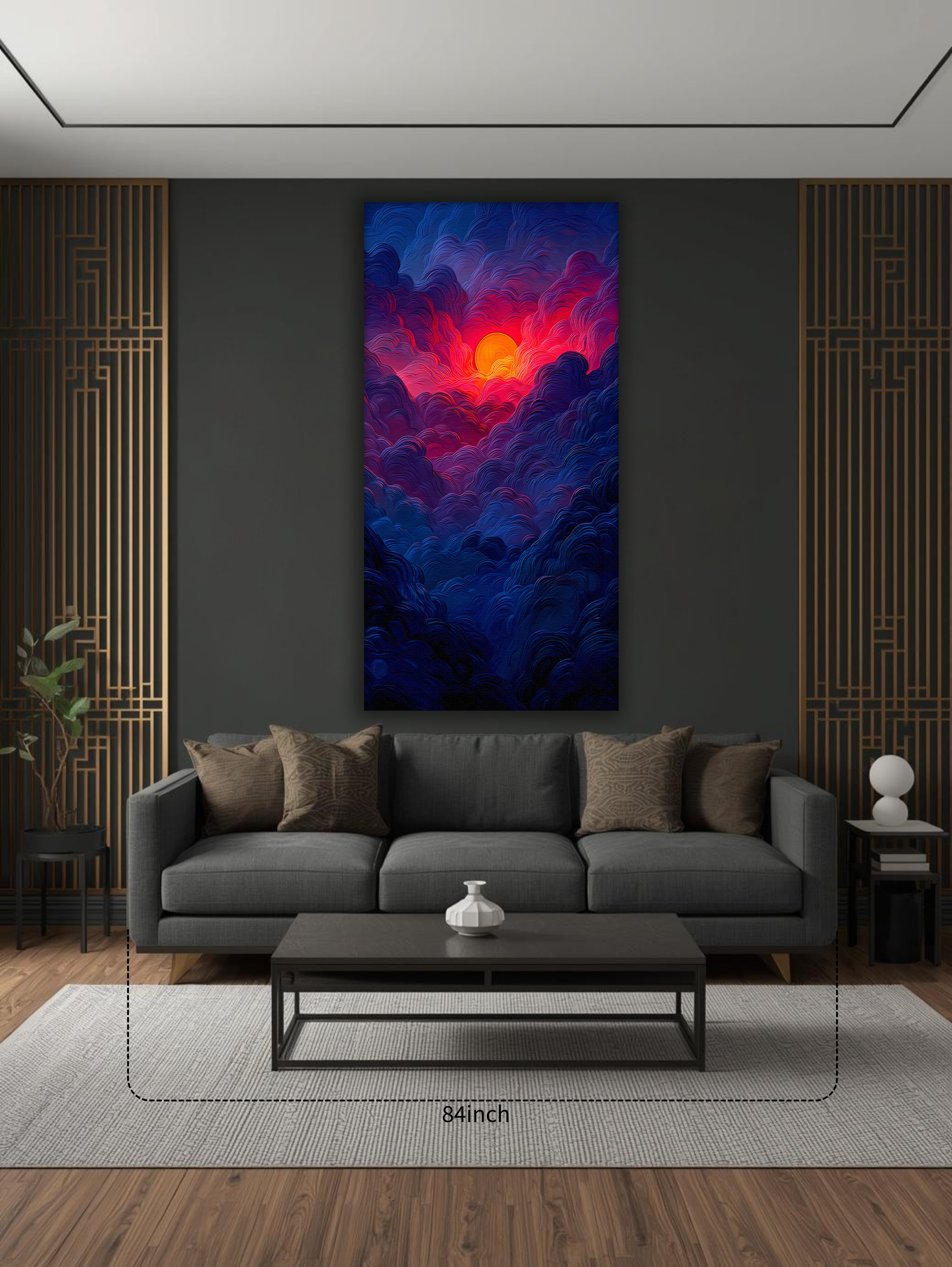 Crimson Sunrise over the Mountains (Portrait Canvas Edition)