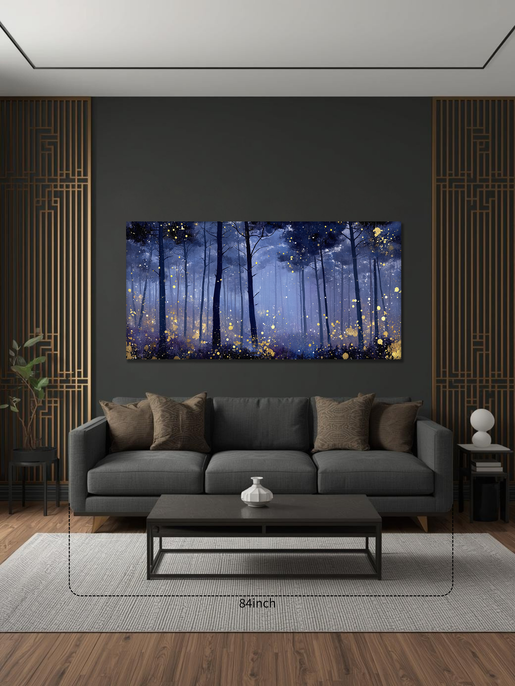Korean Blue Forest Canvas Art | Gold Mist Landscape (Landscape Canvas Edition)