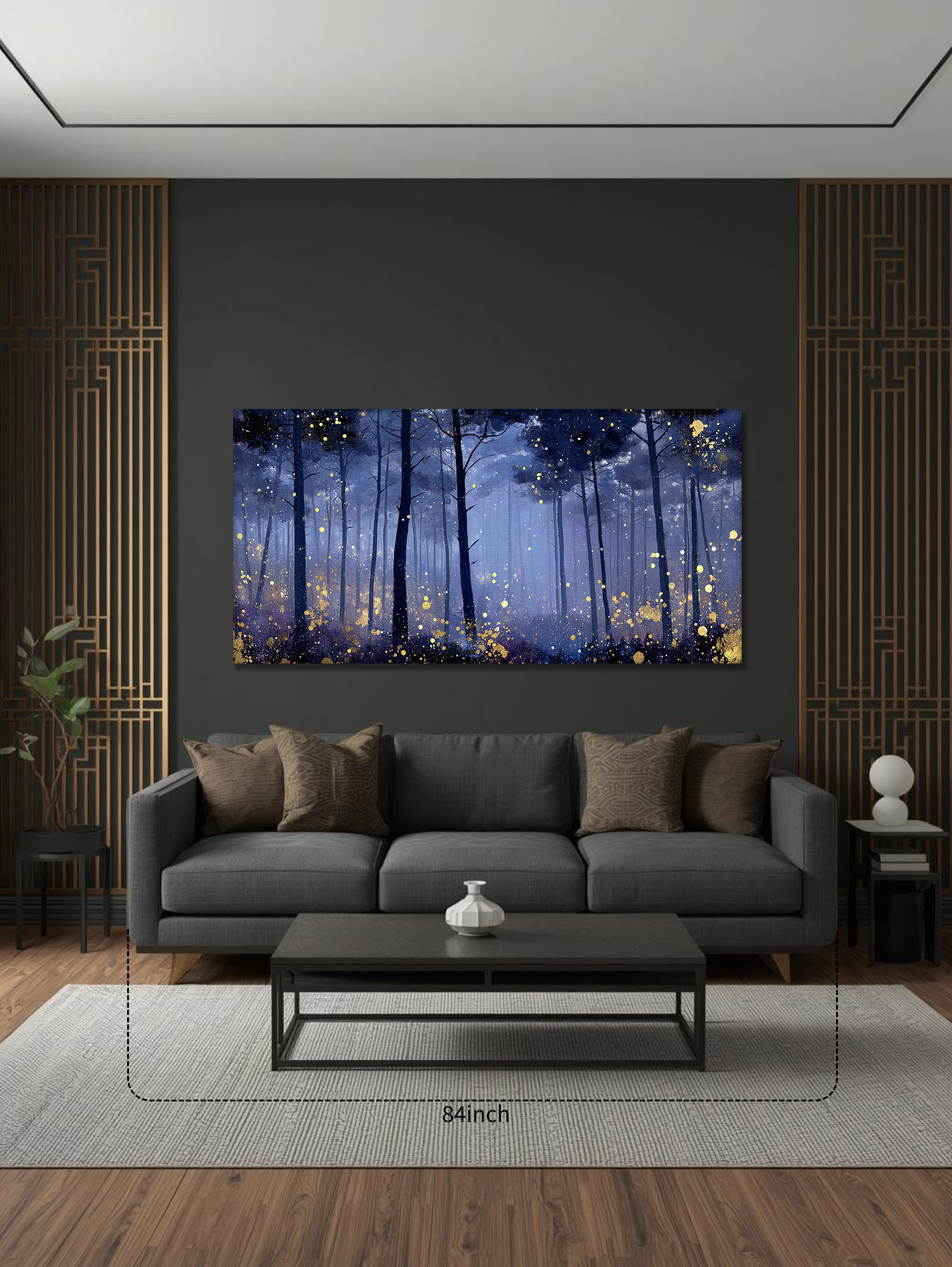 Korean Blue Forest Canvas Art | Gold Mist Landscape (Landscape Canvas Edition)