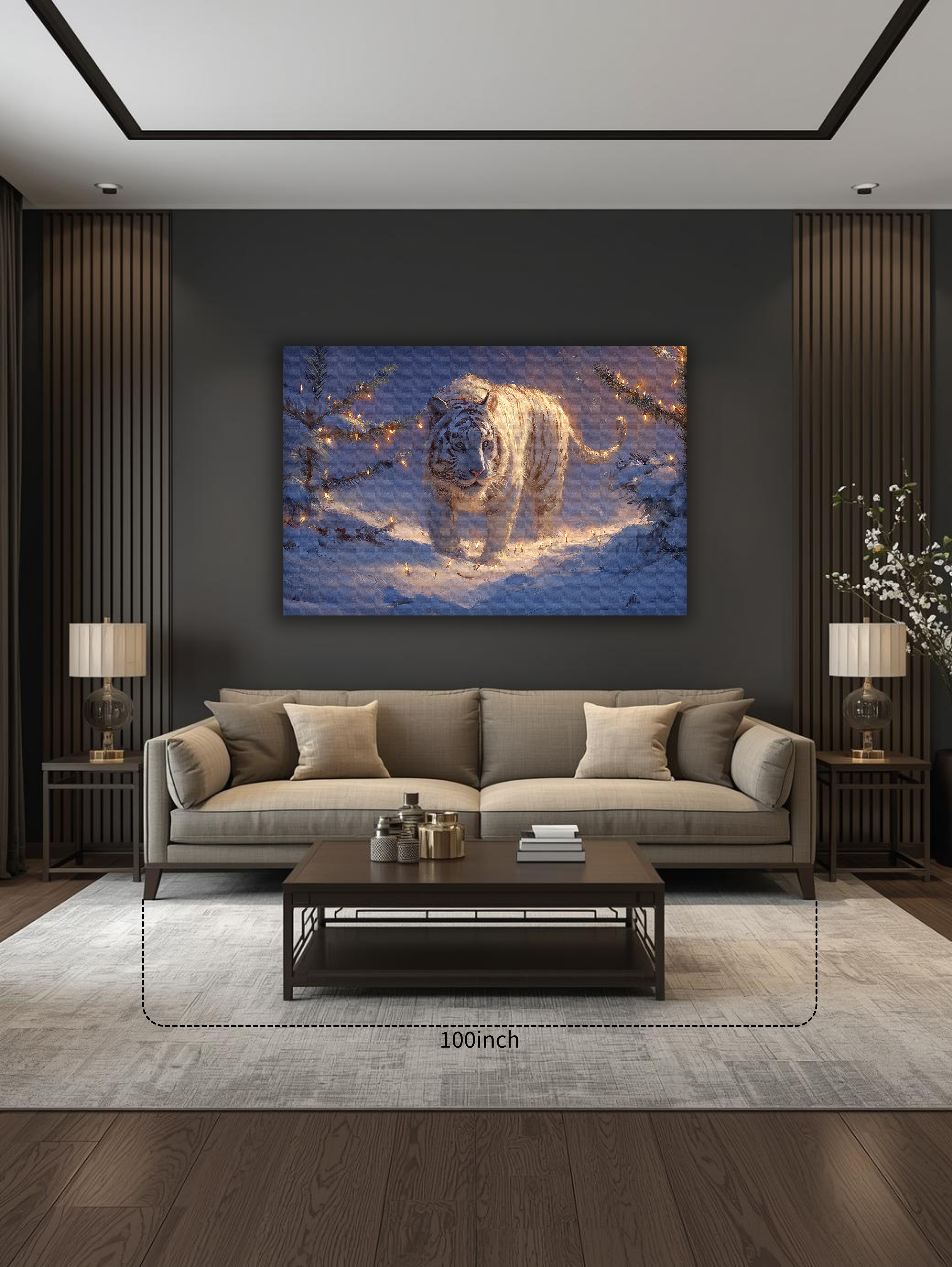 Korean White Tiger Canvas Art | Winter Forest Glow