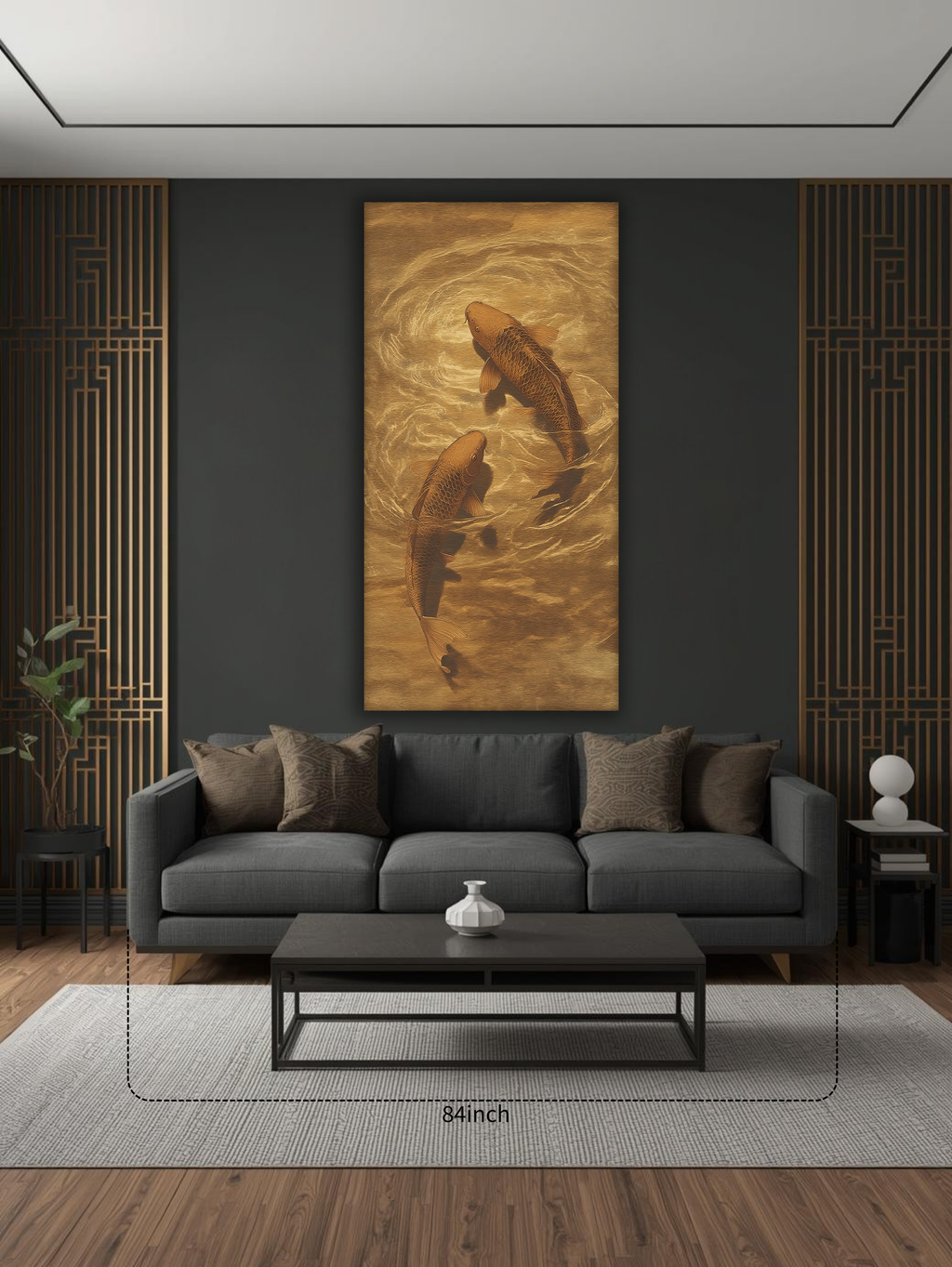 Golden Koi in Harmony (Portrait Canvas Edition)