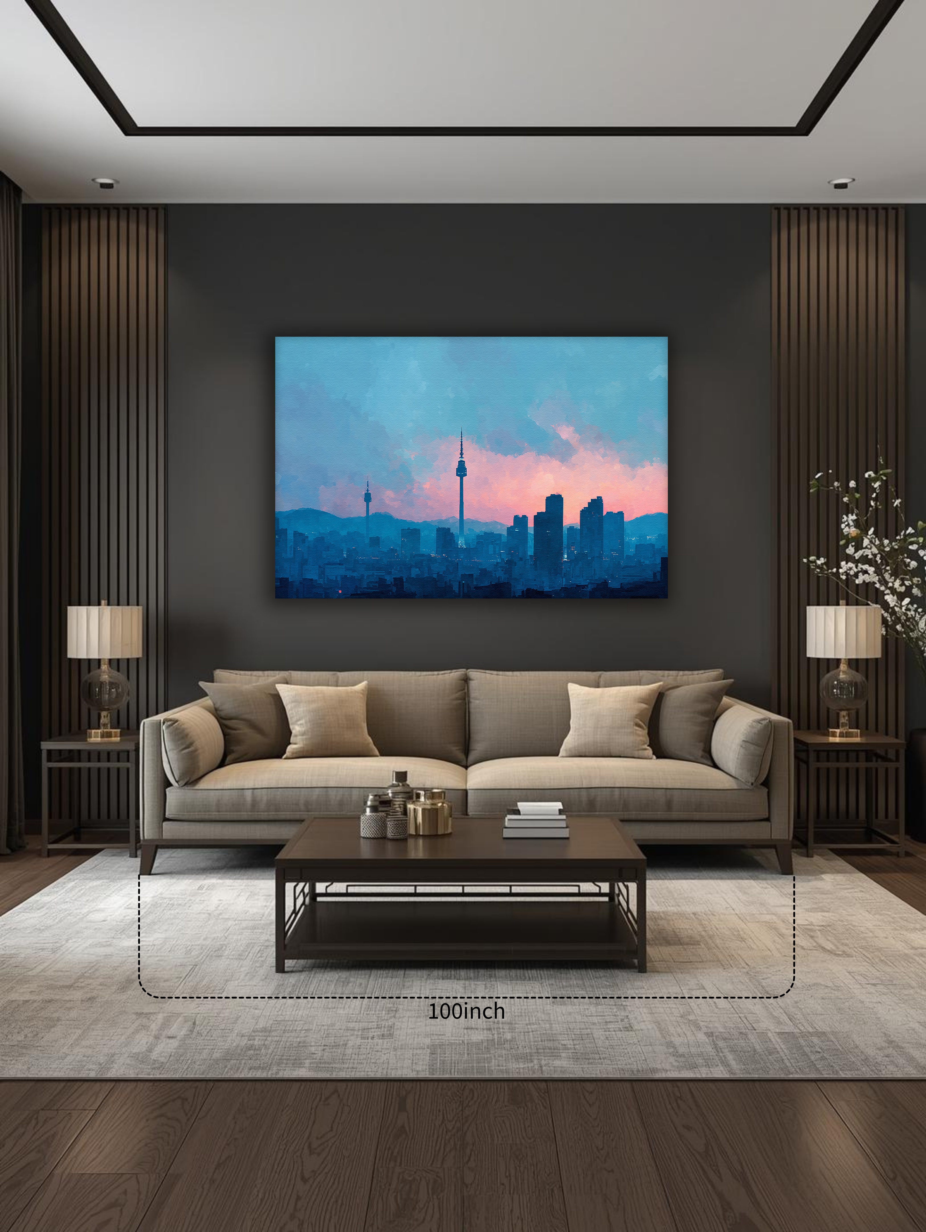Korean Cityscape Canvas Art | Seoul Tower Dawn Sky