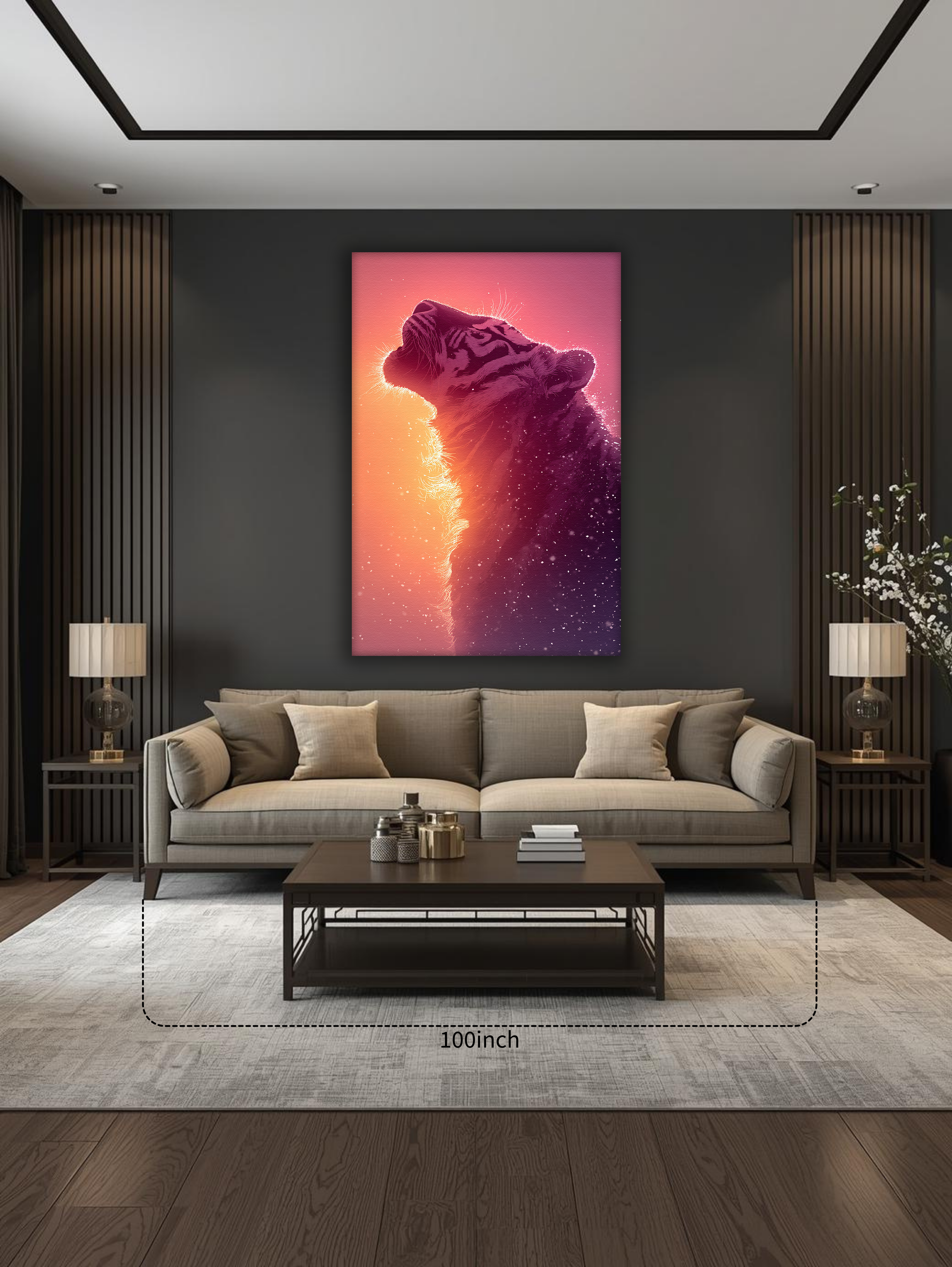 Korean Tiger Sunset Vertical Canvas Art – Powerful Animal Wall Decor