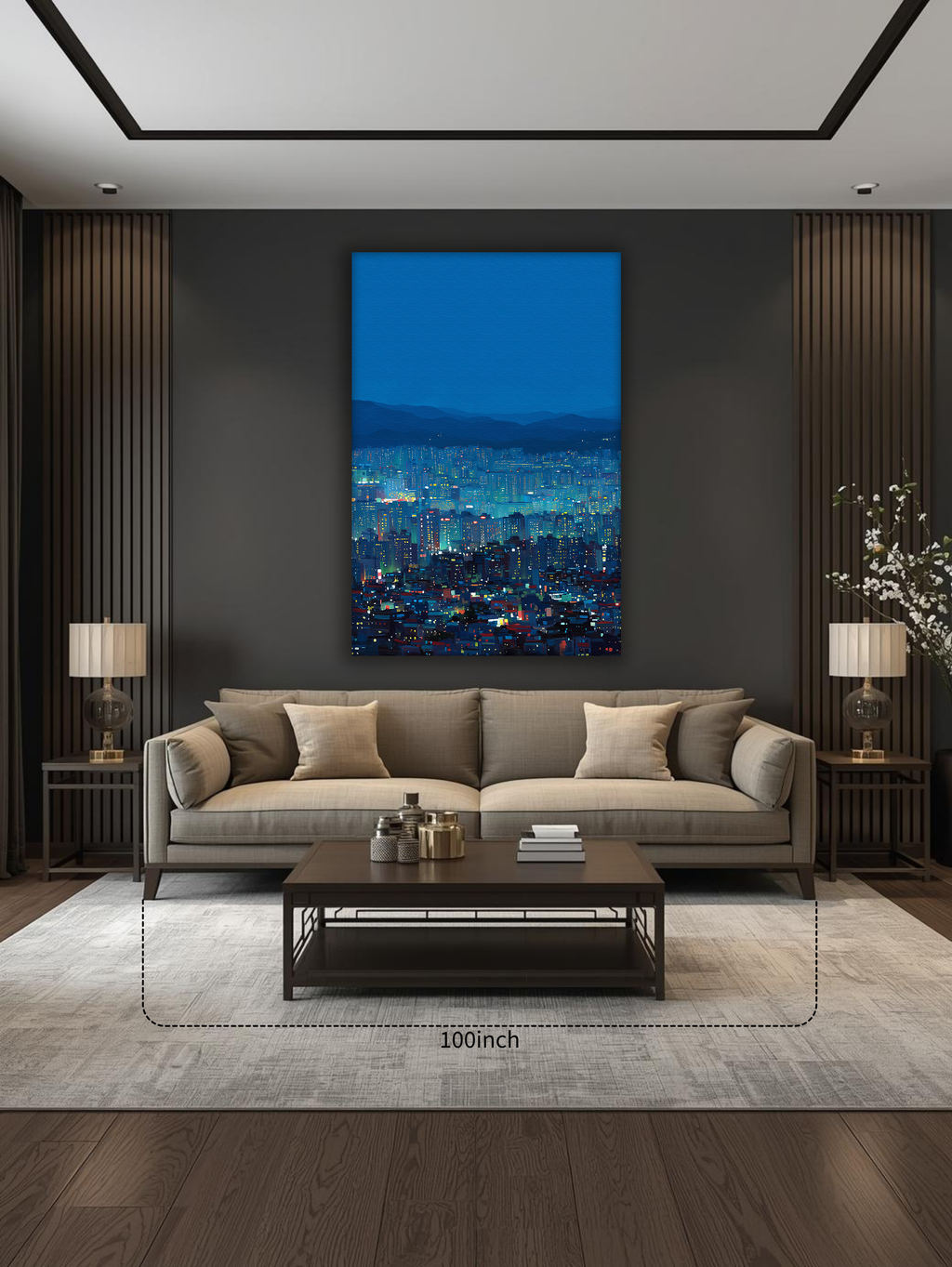 Korean Midnight Skyline Canvas Art