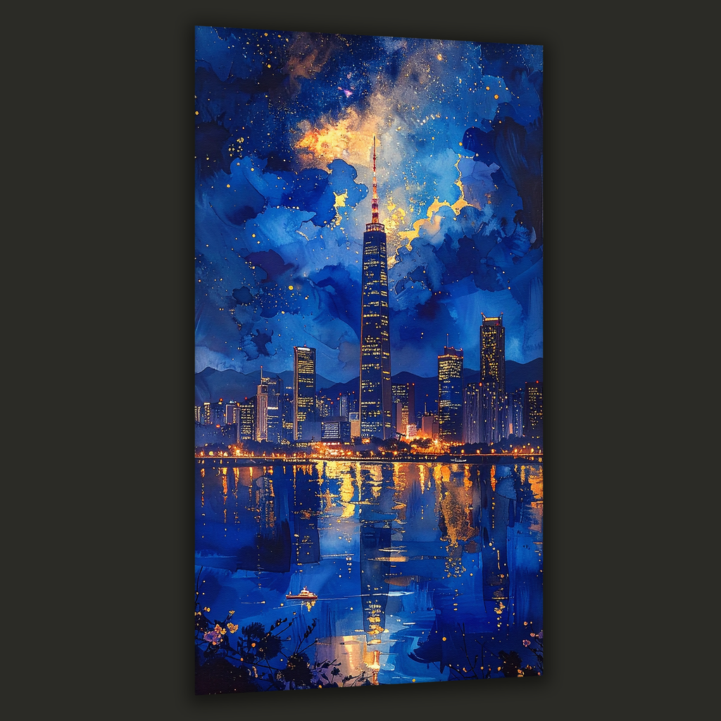 Seoul Tower under Starry Twilight (Portrait Canvas Edition)