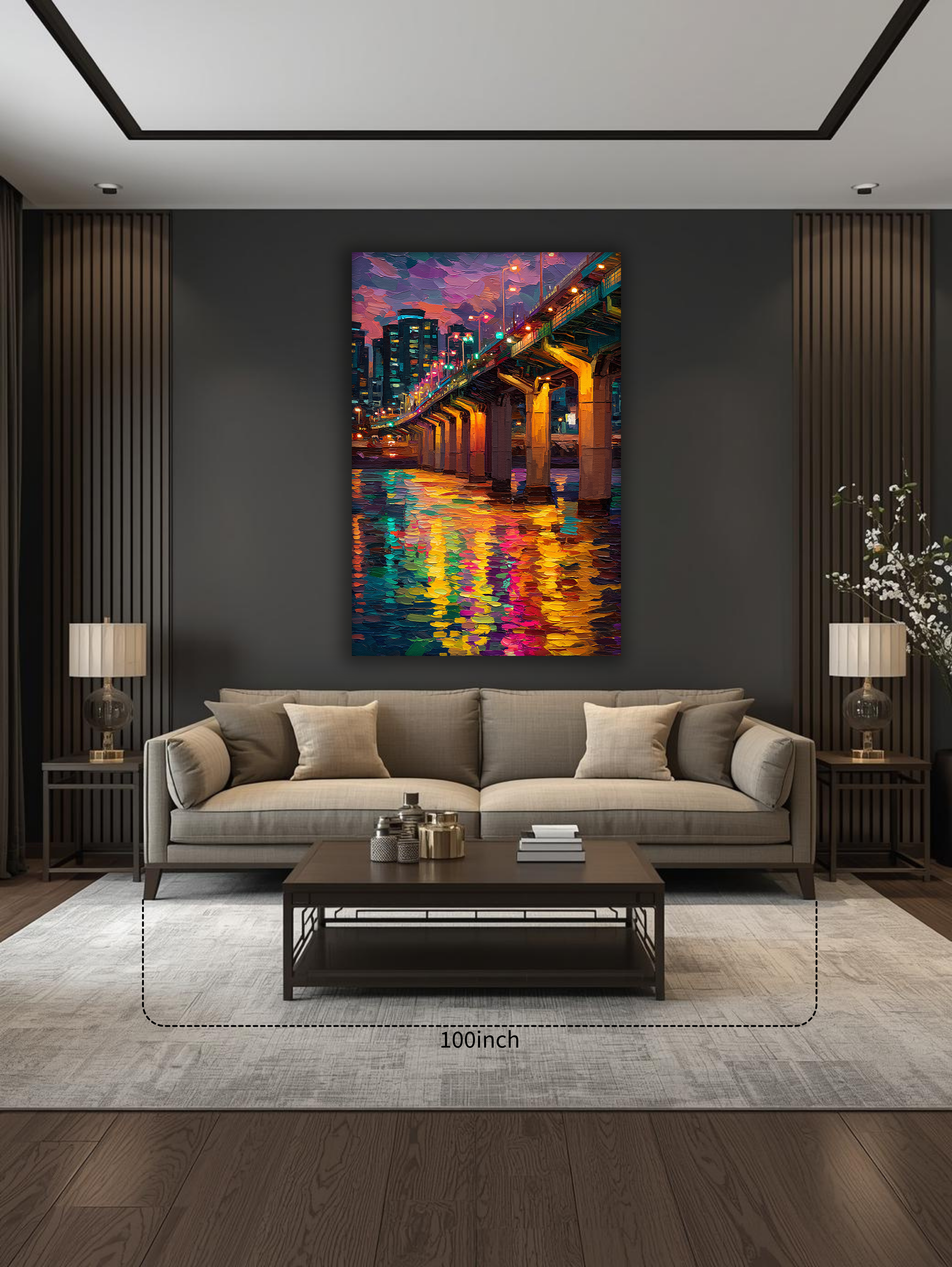 Korean Rainbow Bridge of Seoul Nights Canvas Art