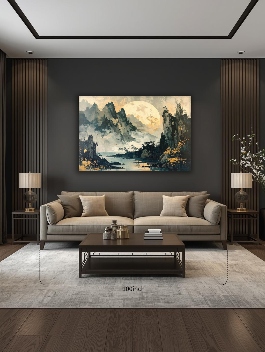 Moonlit Serenity over Korean Mountains – Korean Landscape Canvas Art