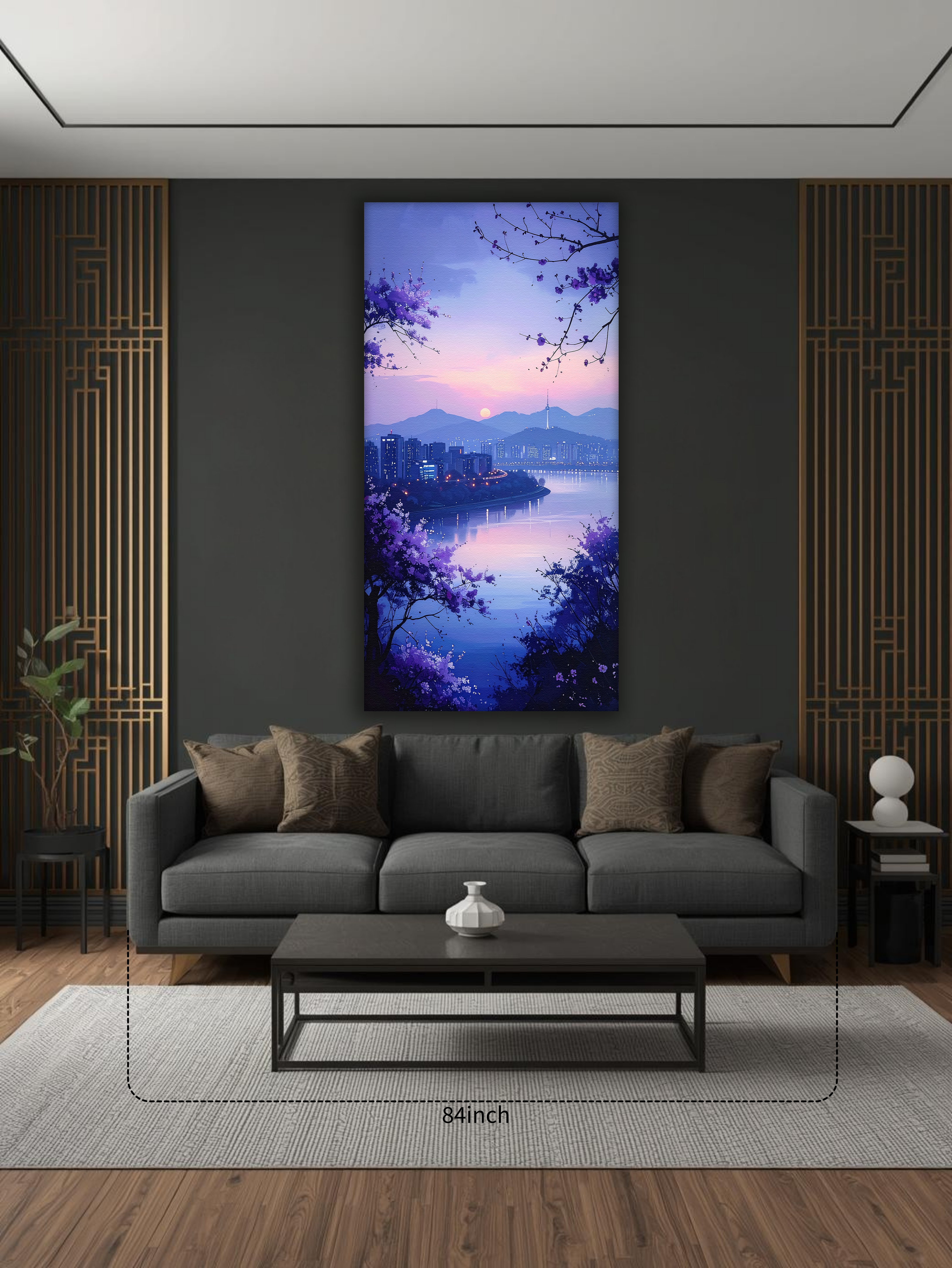 Seoul Dusk over Han River (Portrait Canvas Edition)