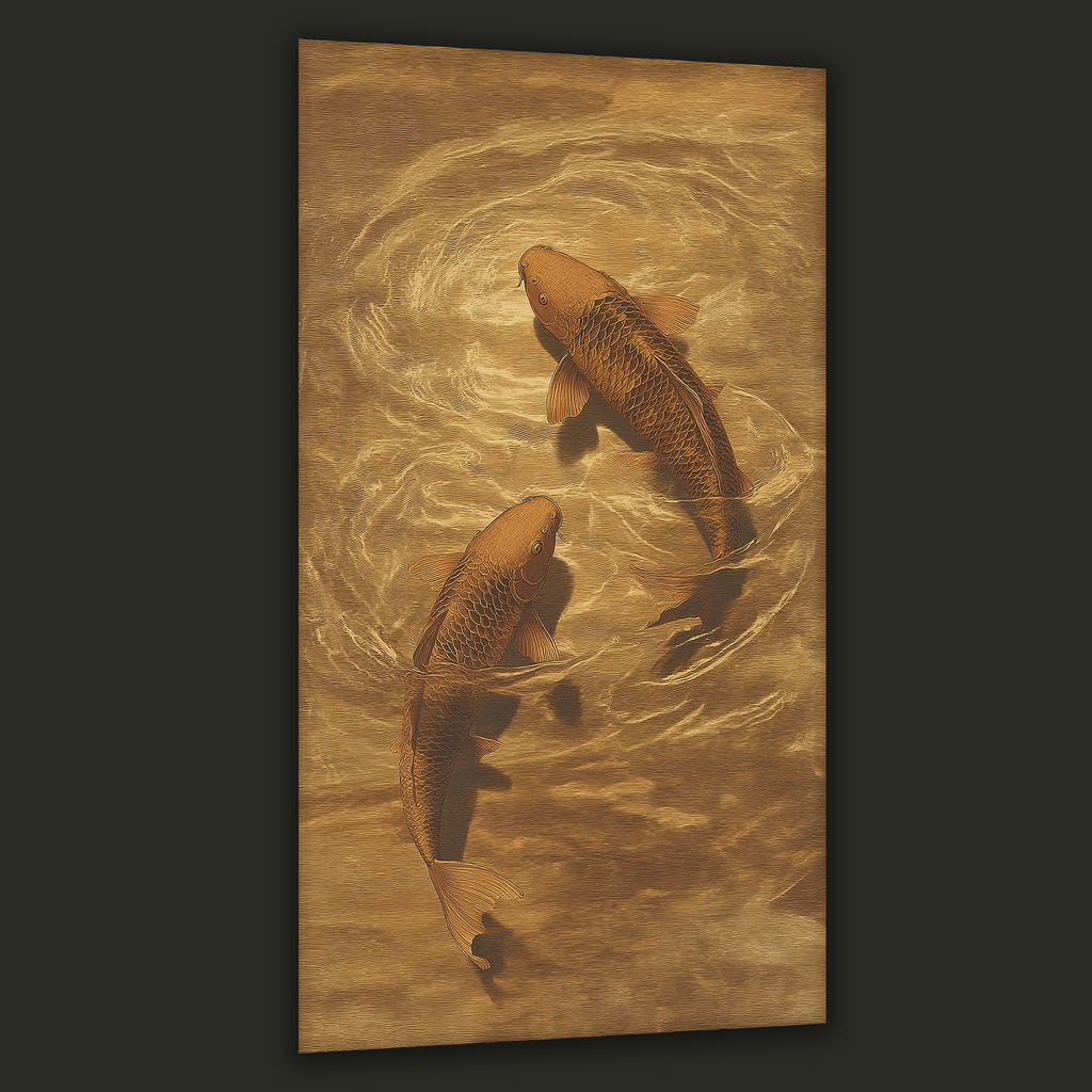 Golden Koi in Harmony (Portrait Canvas Edition)