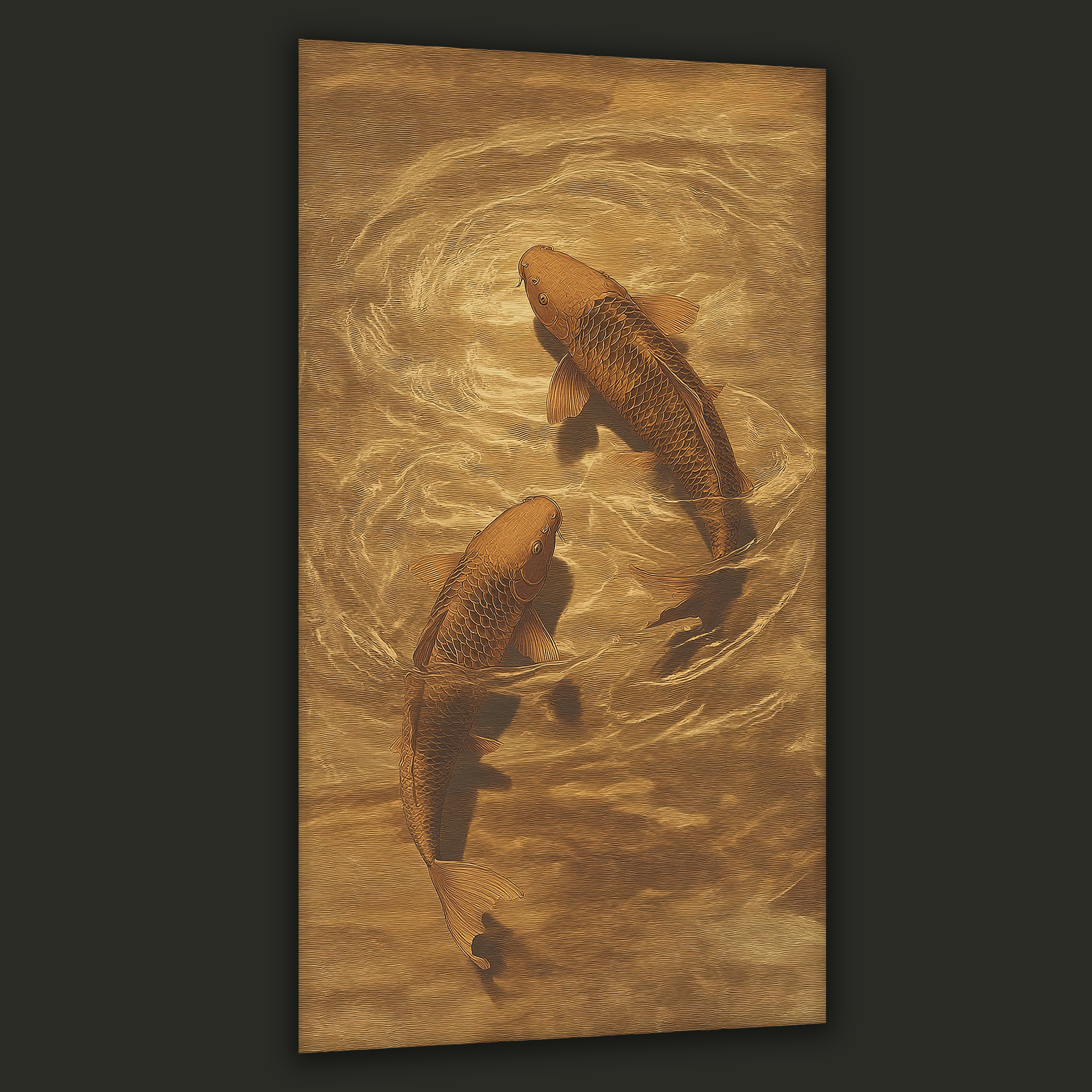 Golden Koi in Harmony (Portrait Canvas Edition)