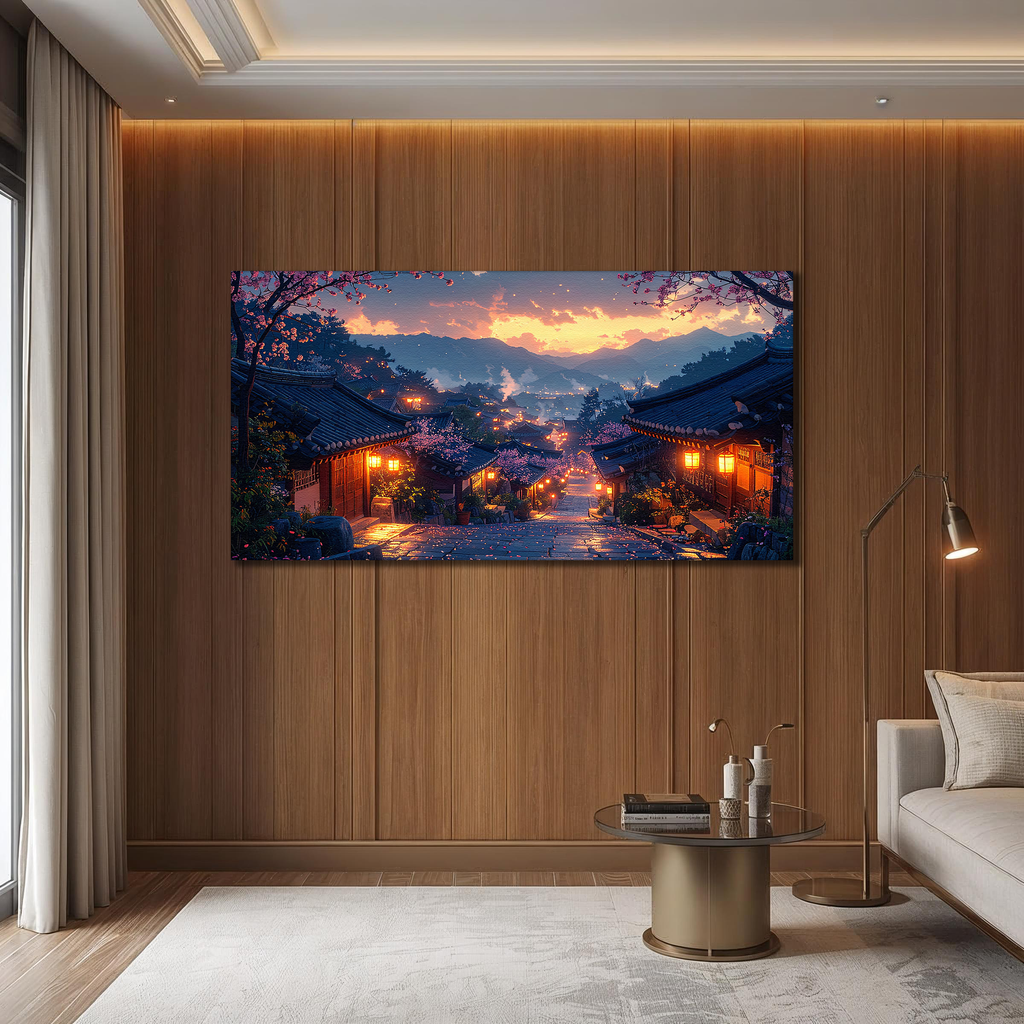 Twilight over Hanok Village (Landscape Canvas Edition)