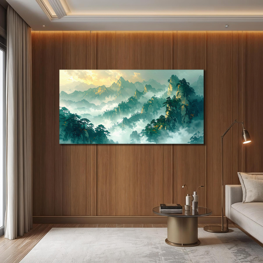 Morning Mist over Korean Mountains (Landscape Canvas Edition)