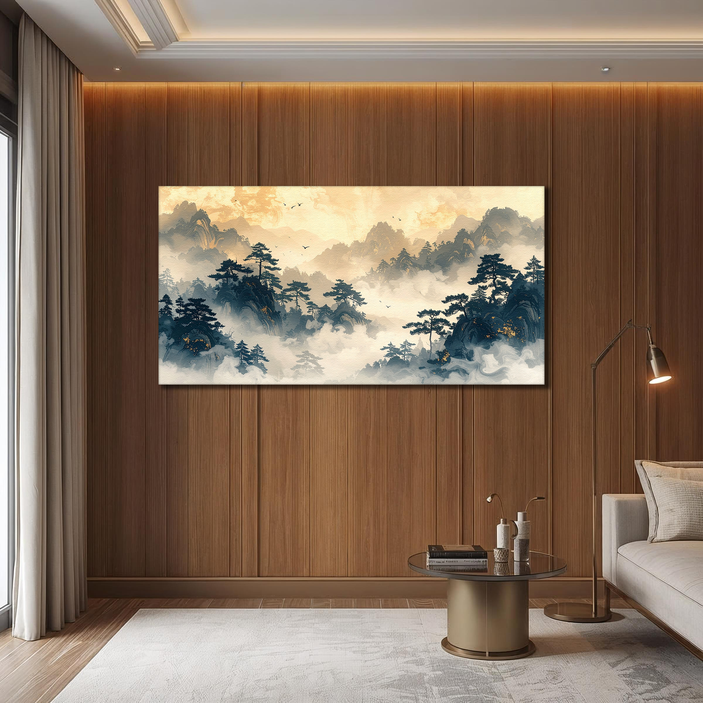 Golden Dawn over Misty Peaks (Landscape Canvas Edition)
