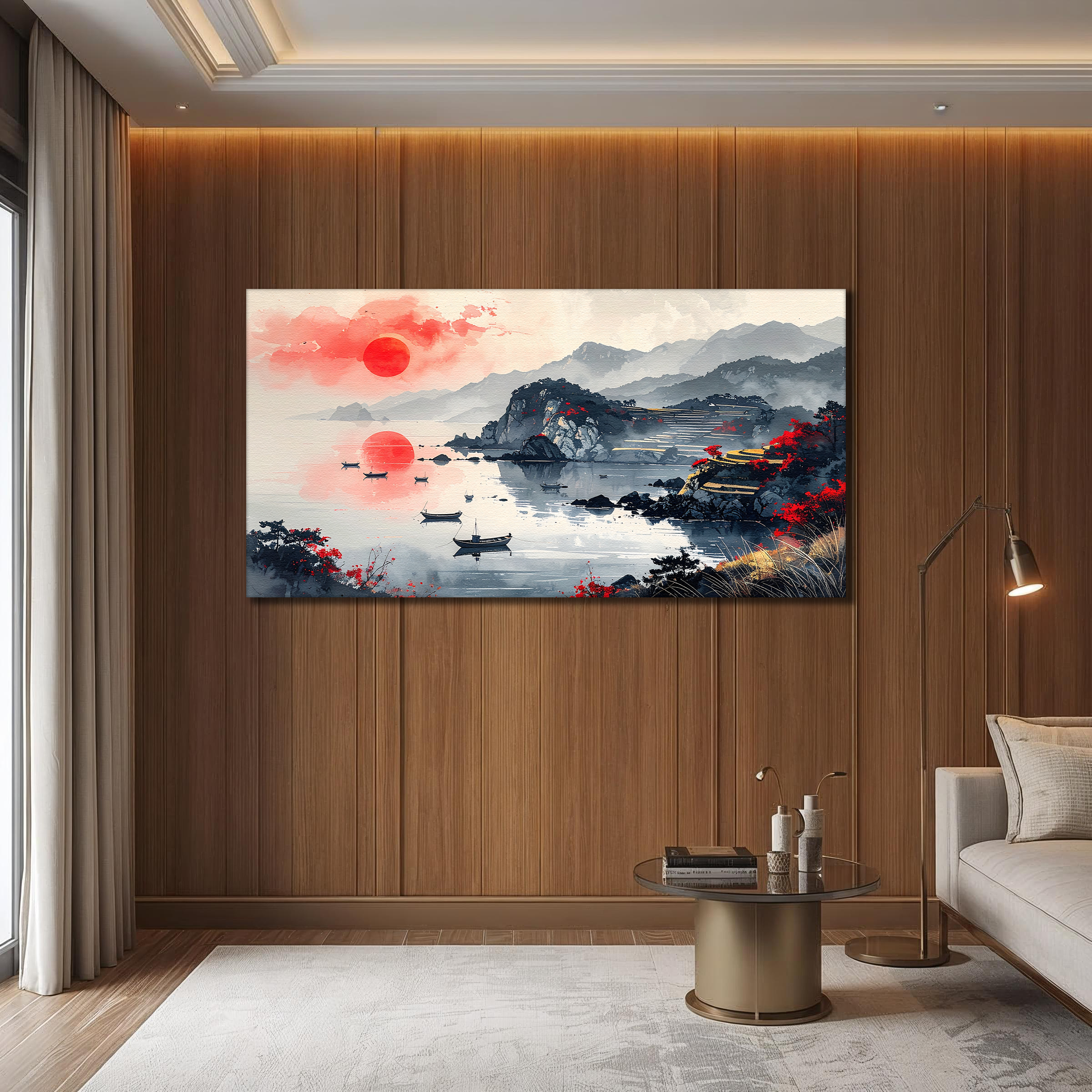 Rising Sun over Tranquil Shores (Landscape Canvas Edition)