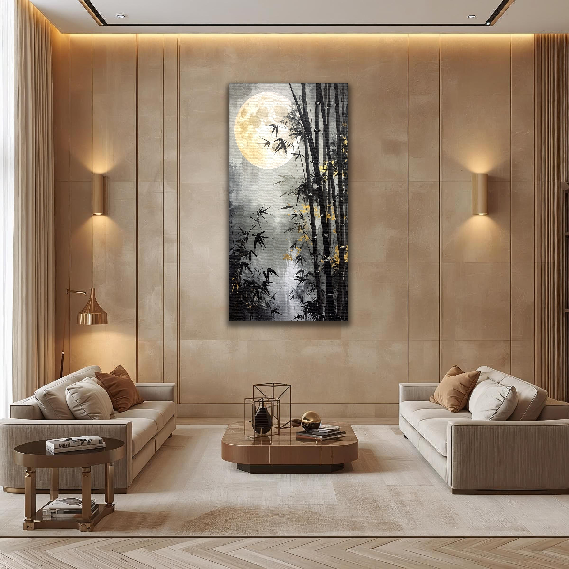Moonlit Bamboo Serenity (Portrait Canvas Edition)