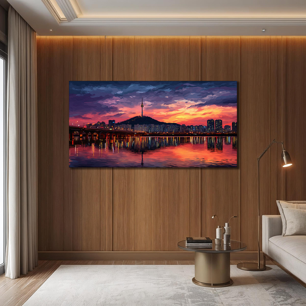Seoul Sunset Over Han River (Landscape Canvas Edition)
