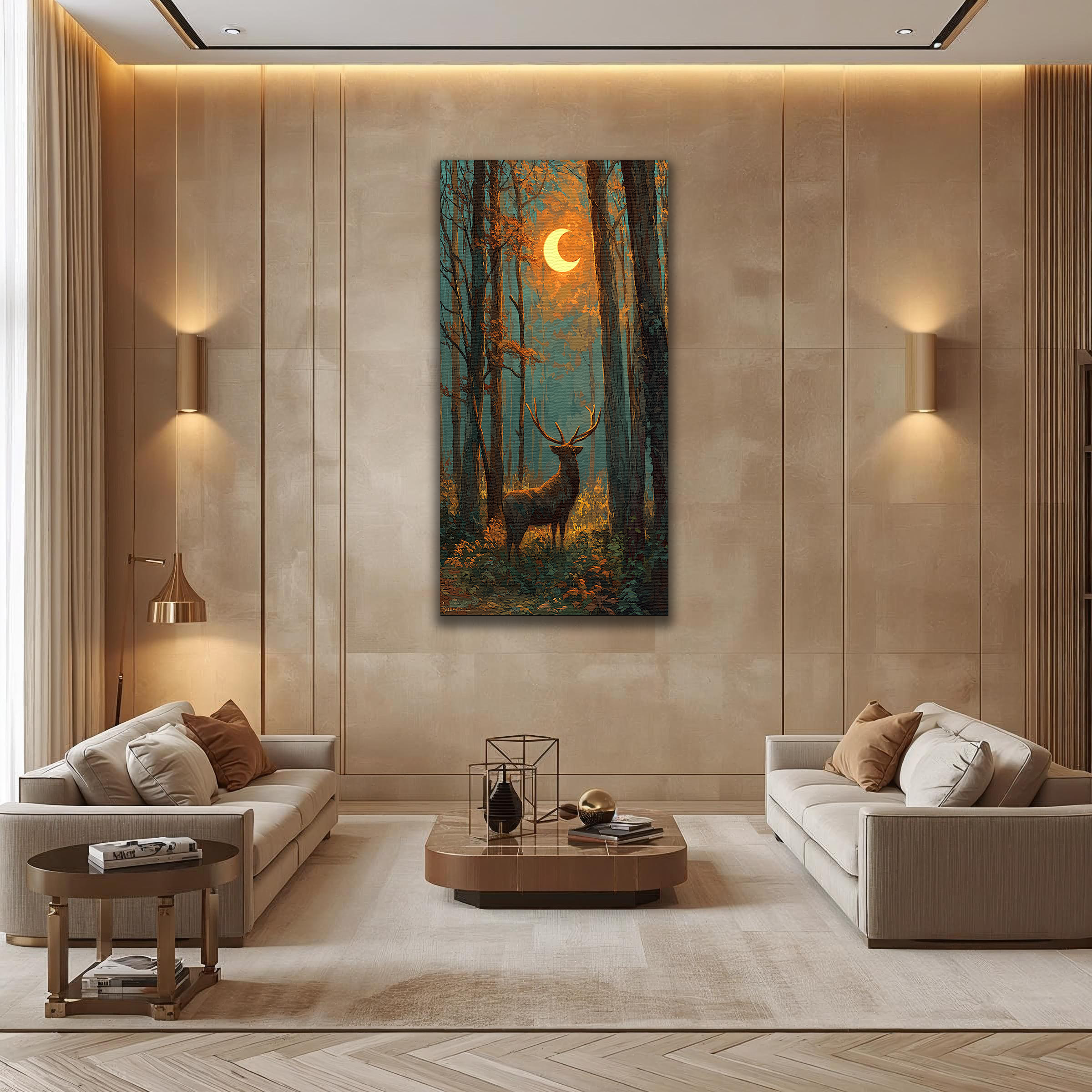 Forest Guardian under Crescent Light (Portrait Canvas Edition)