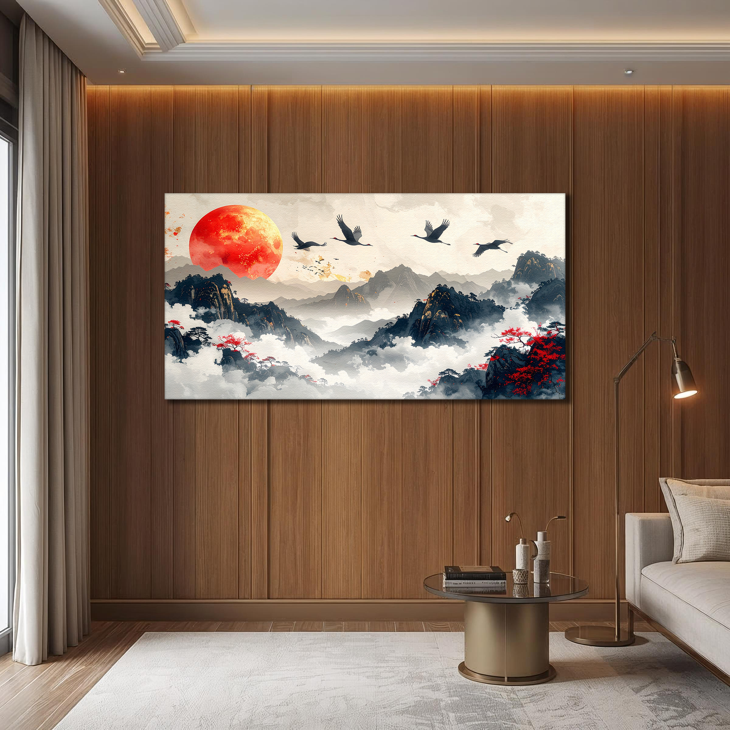 Flight under the Crimson Sun (Landscape Canvas Edition)
