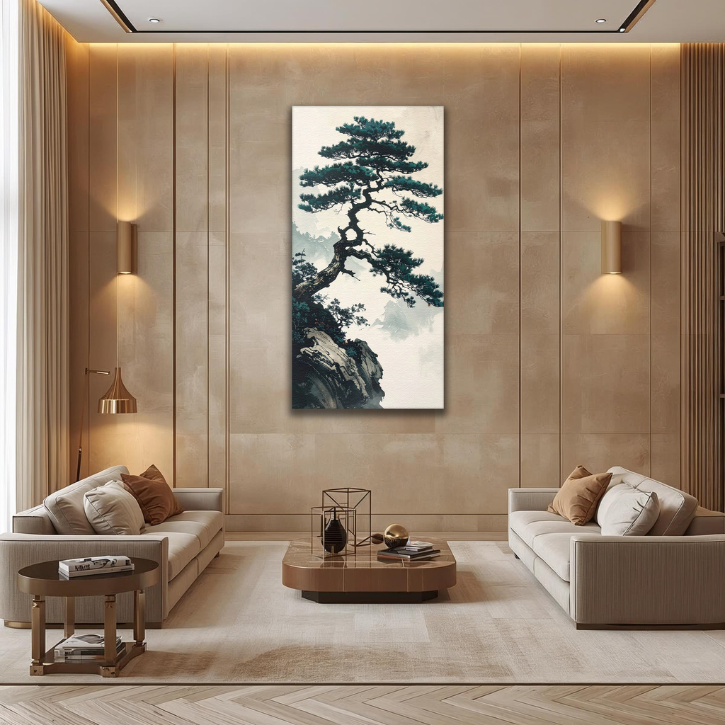 The Lone Pine of Tranquil Peaks (Portrait Canvas Edition)