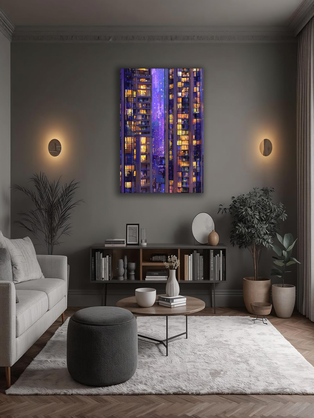 Korean City Lights Canvas Art