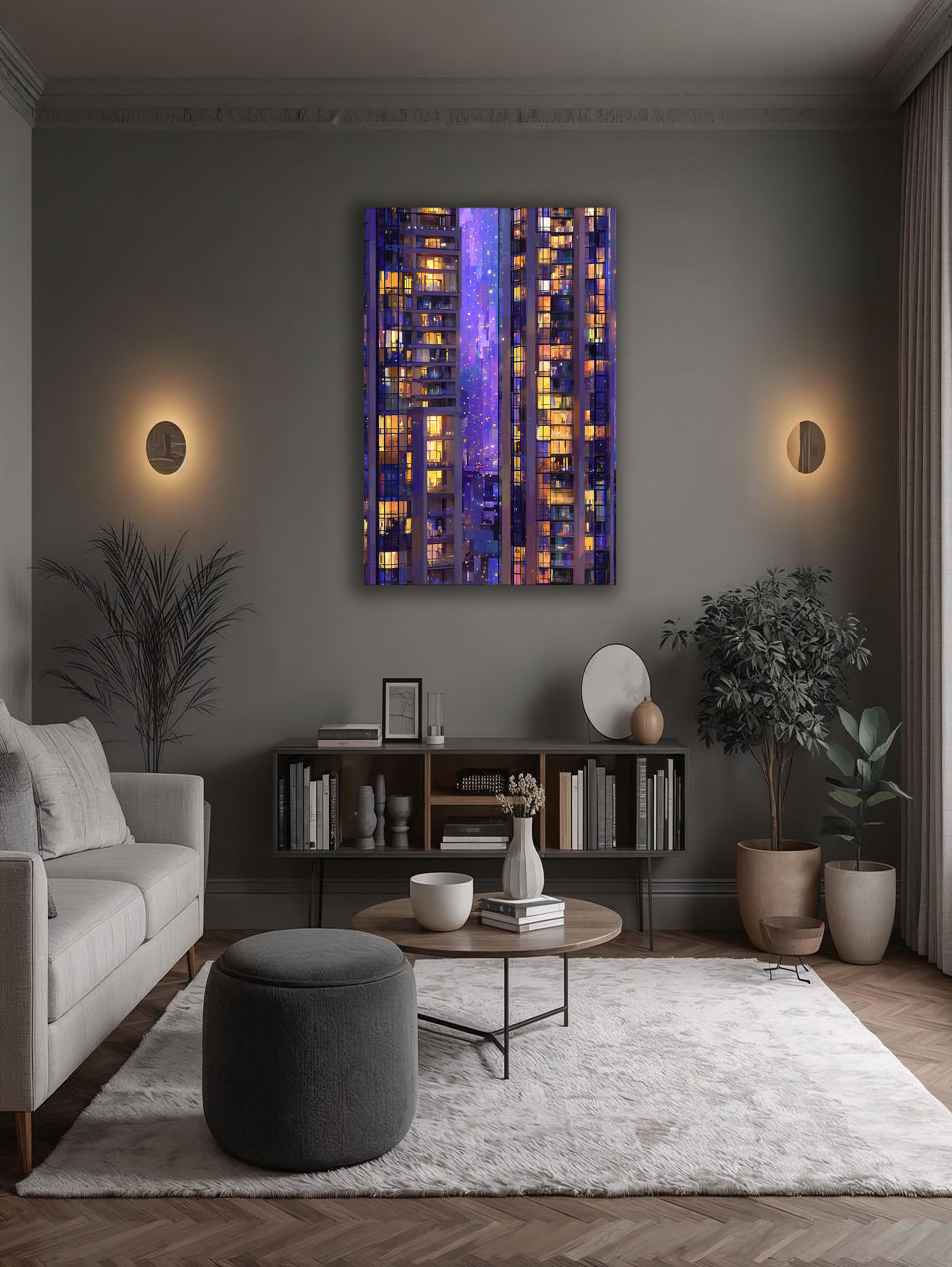 Korean City Lights Canvas Art