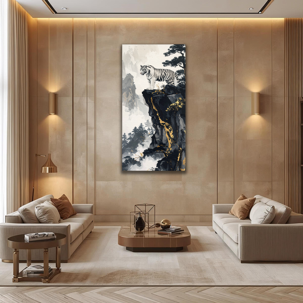 The Guardian White Tiger of the Peaks (Portrait Canvas Edition)
