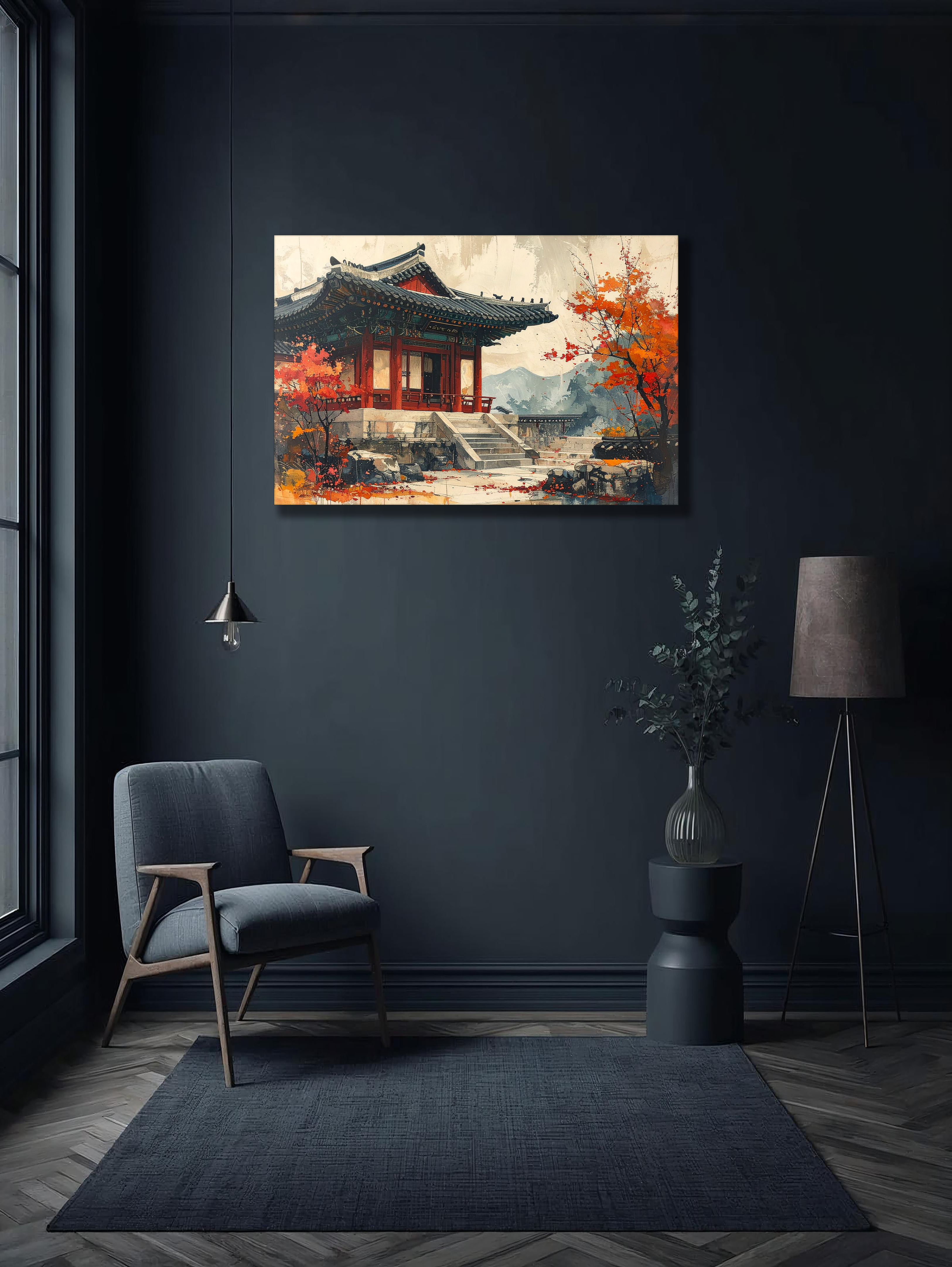 Autumn at the Hanok Pavilion – Korean Traditional Architecture Canvas Art